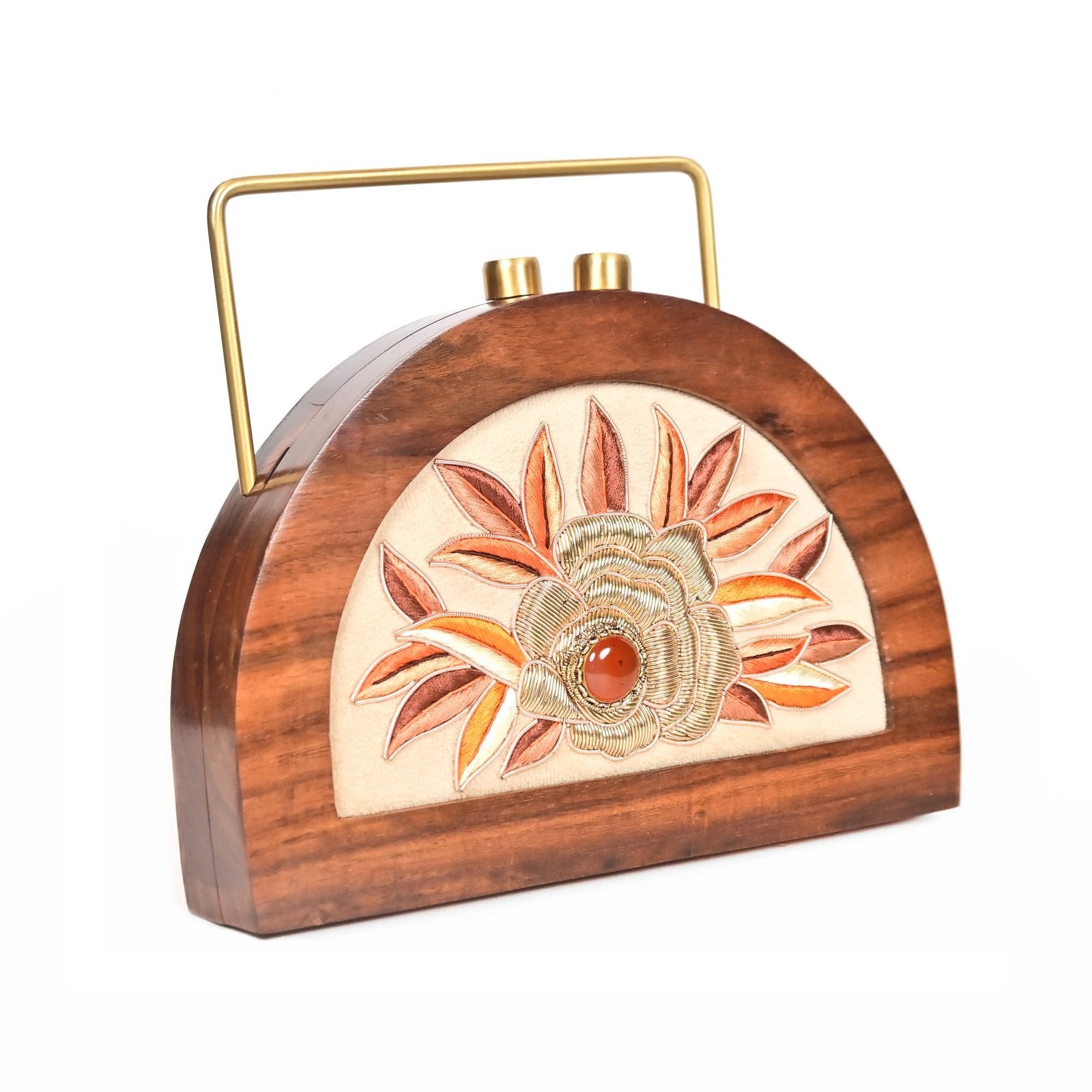 Hand-Embroidered Classic Wooden Handbag image 2