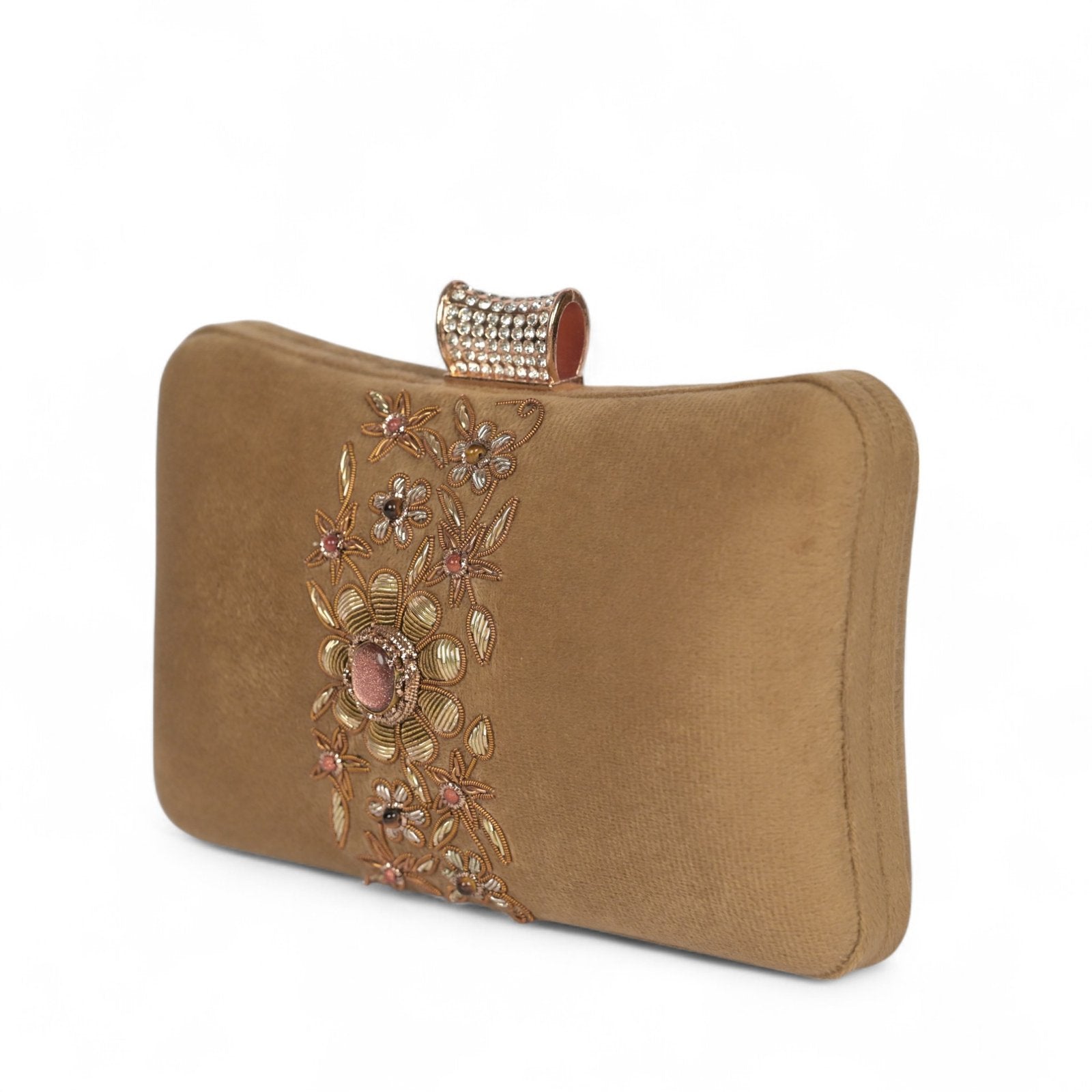 Petal Luxe Silk Wrapped Clutch – Golden Beige image 1