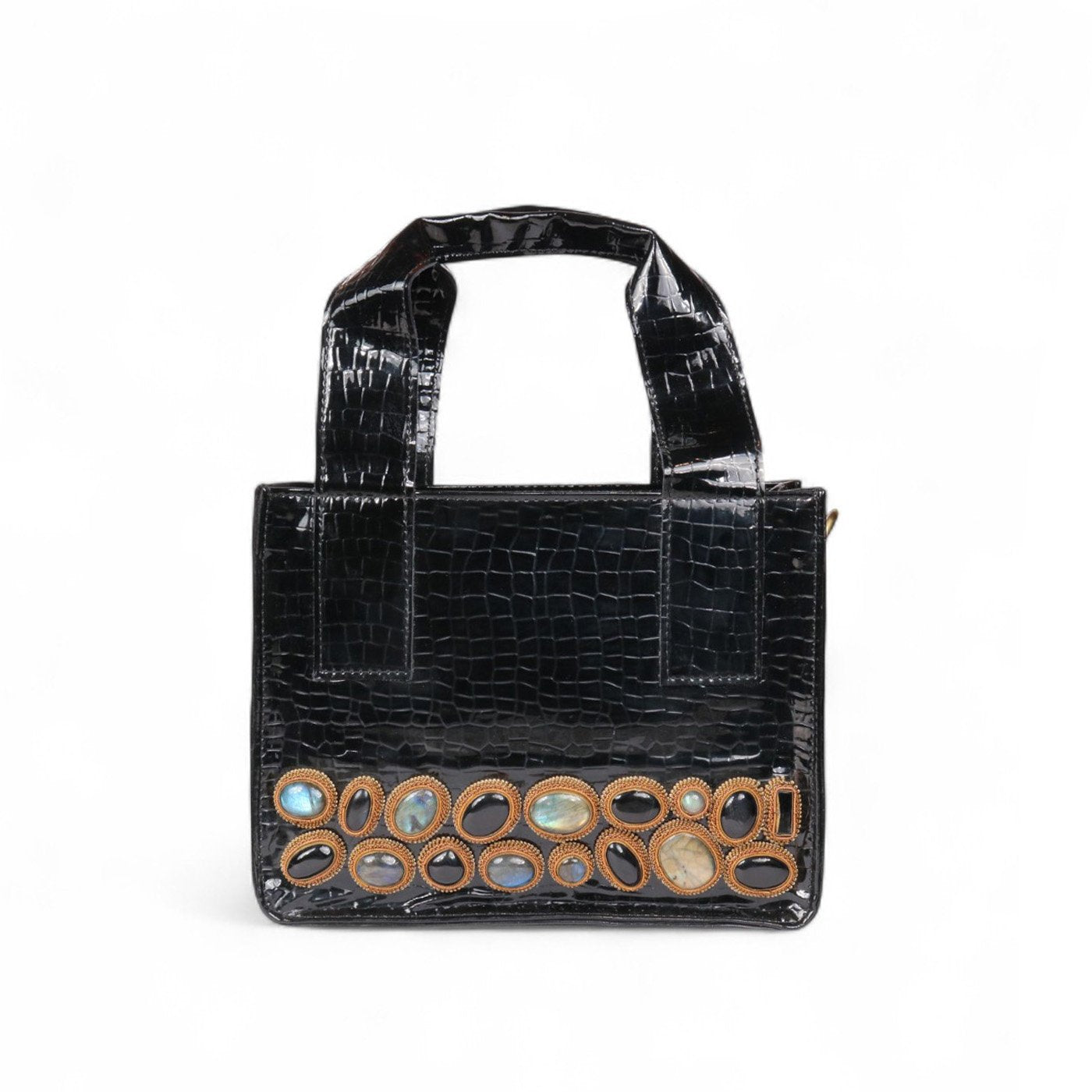 Jewel Weave Leatherite Tote - Black image