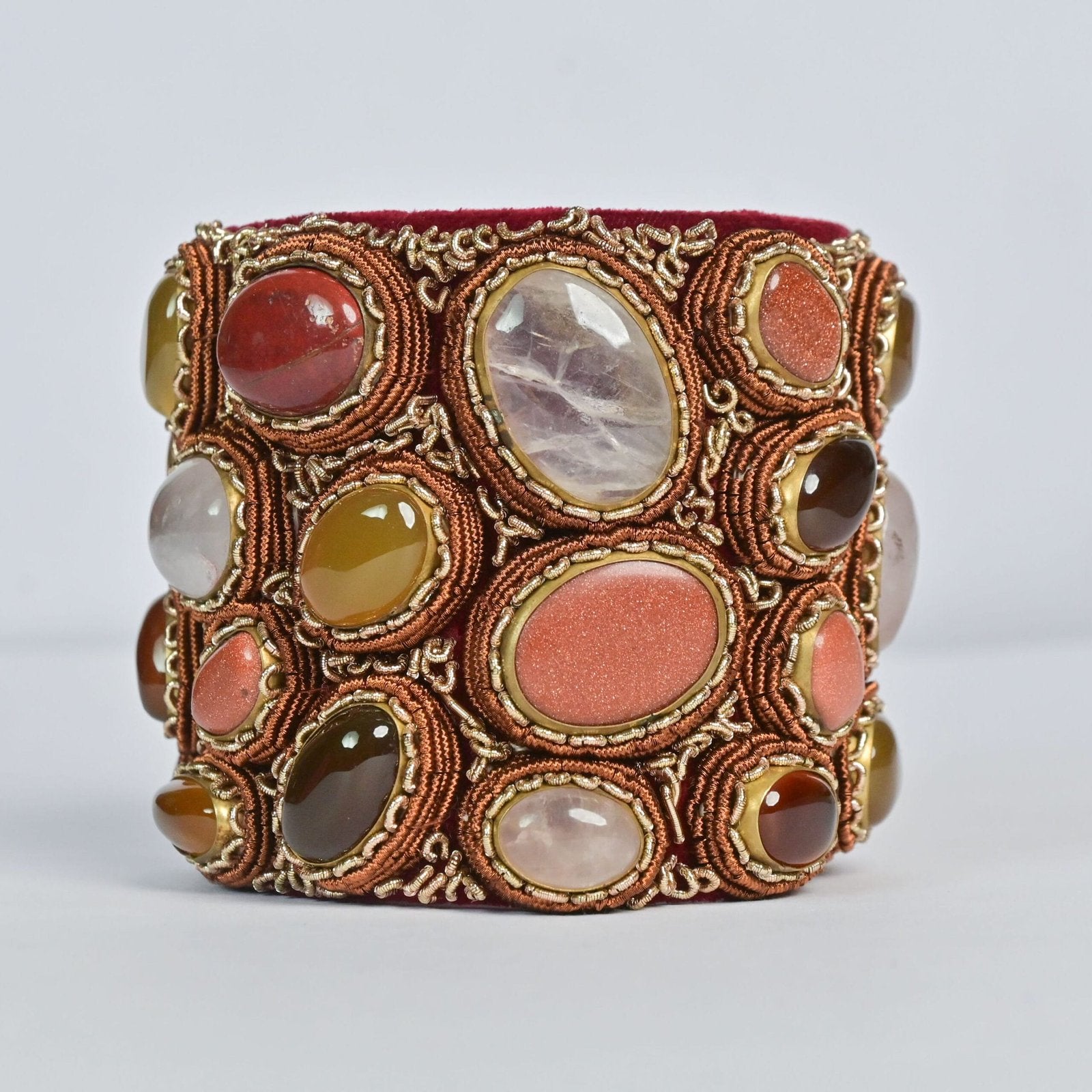 Velvet Verve Maroon Gem Glow Hand Bracelet image 3