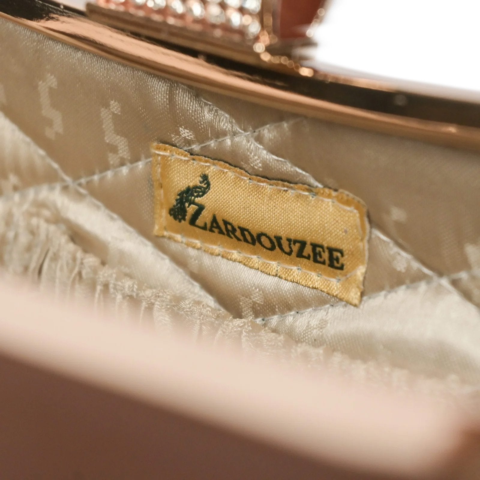 Artisan Elegance: Brown Leather Clutch with Floral Zardosi and Precious Gemstones image 5