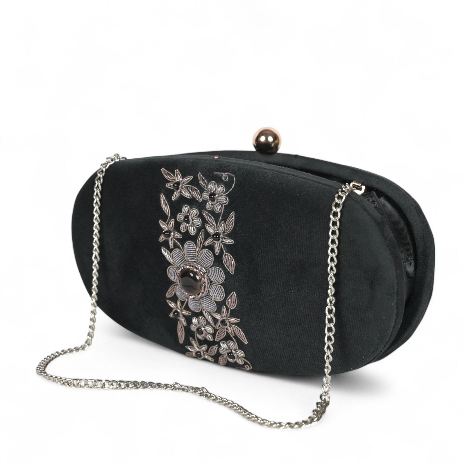 Petal Luxe Velvet Wrapped Oval Clutch image 0