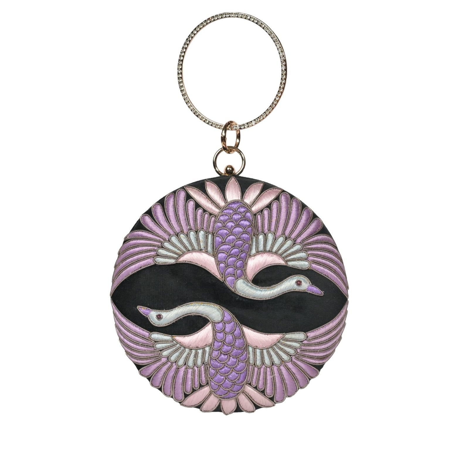 Swan Song in Noir Majesty – Round Zardosi Handbag image 2