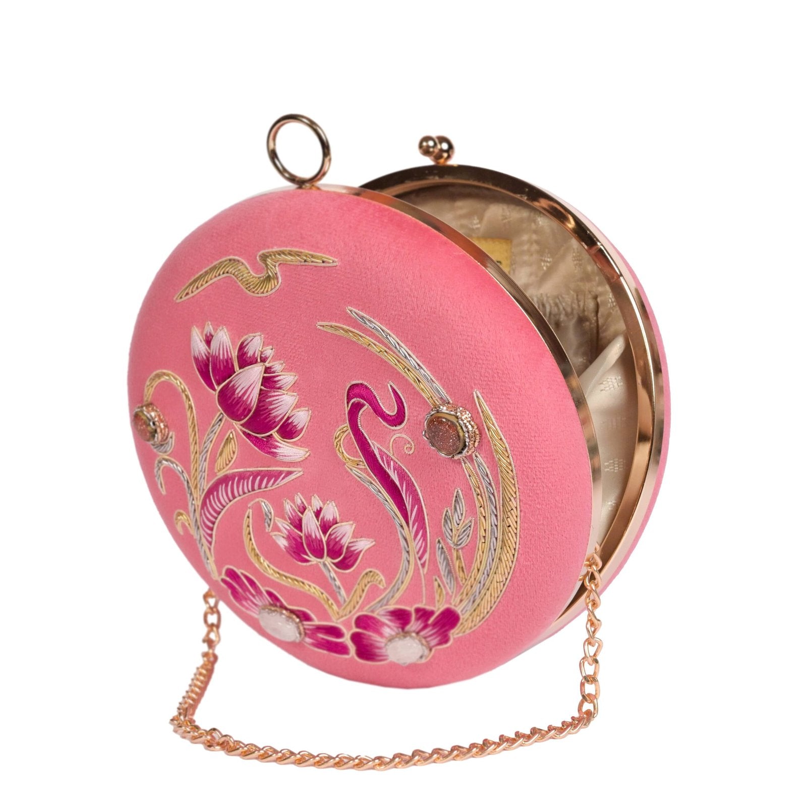 Gulbahar – Powder Pink Zardosi Round Clutch image 4