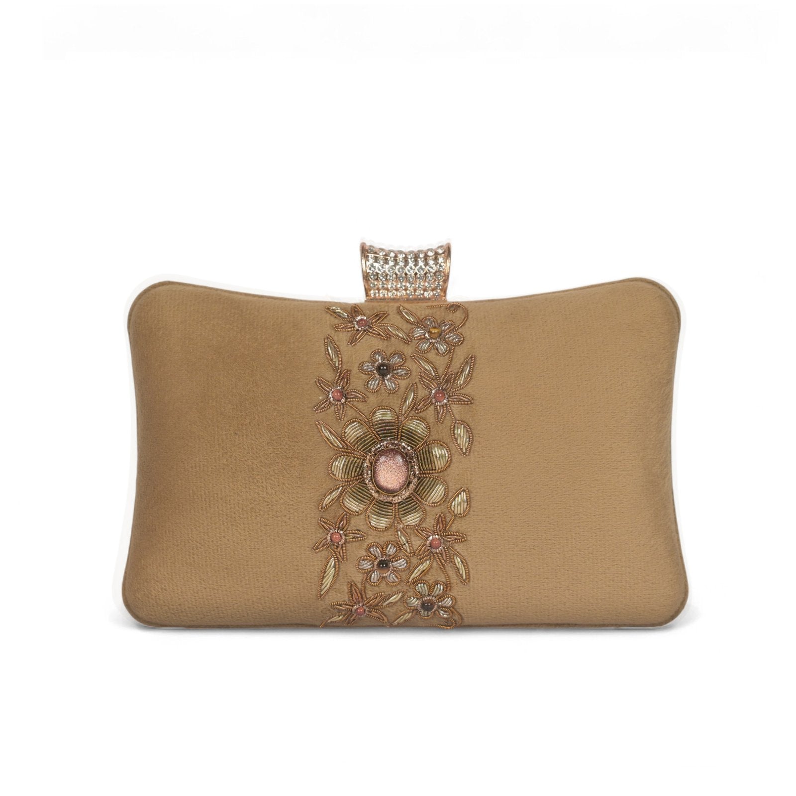Petal Luxe Silk Wrapped Clutch – Golden Beige image 0