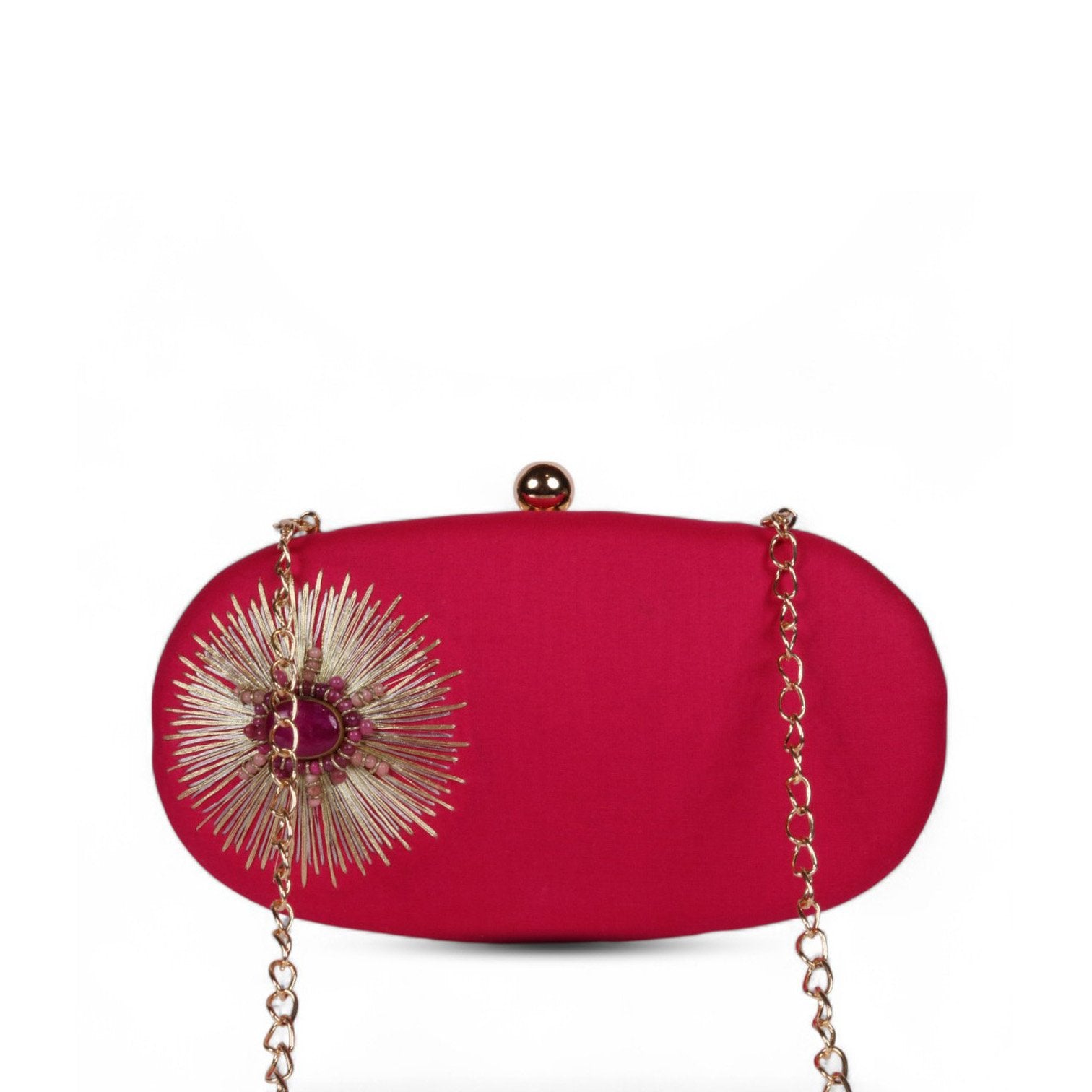 Siyah Noor – Royal Embroidered Velvet Clutch - Pink image