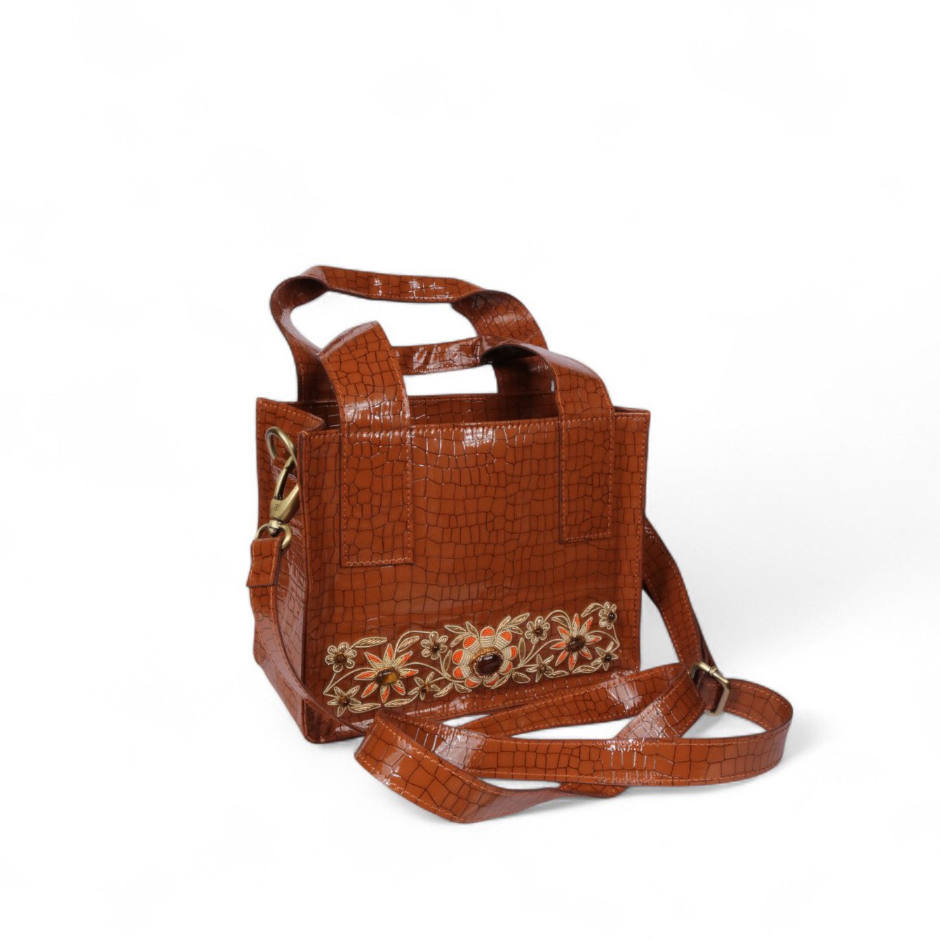 Garden of Gold Leatherite Tote - Brown image