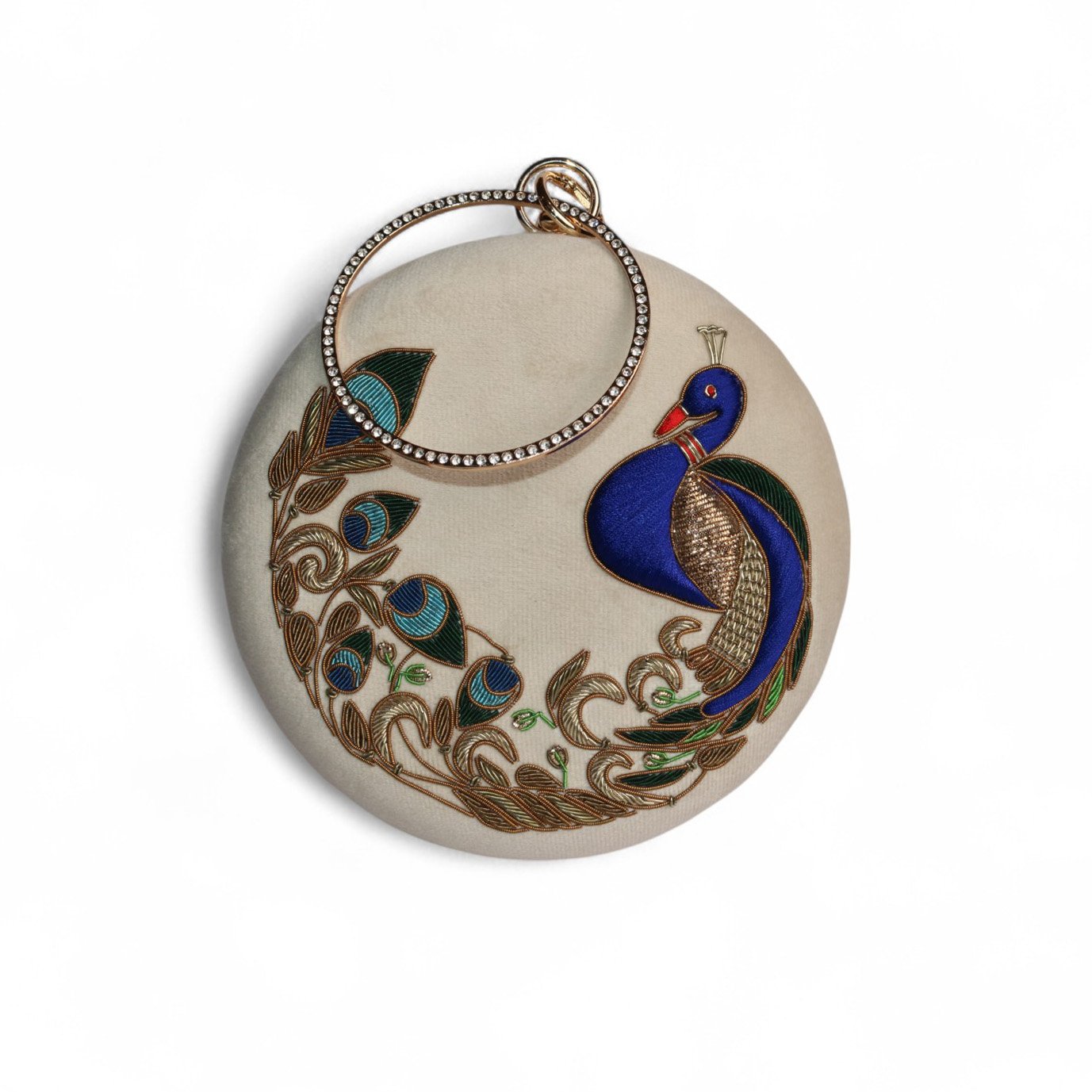 Round Handbag with Peacock Zardosi & Resham Embroidery image 5