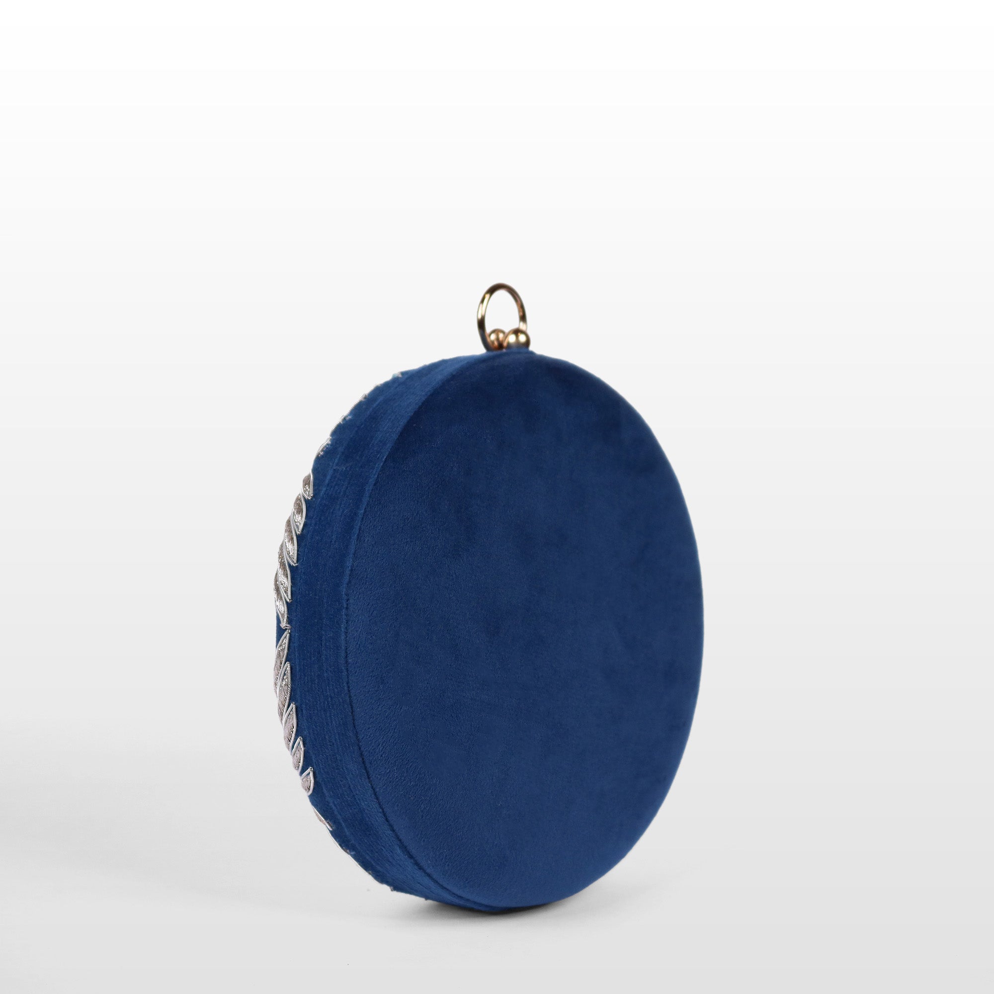 Swan Song in Noir Majesty – Round Zardosi Handbag