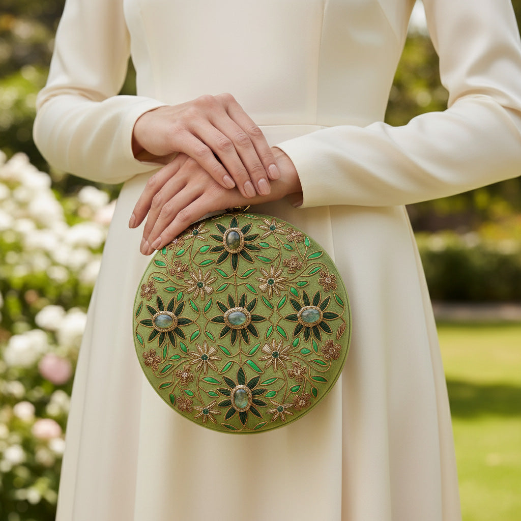 Regal Bloom Round Clutch