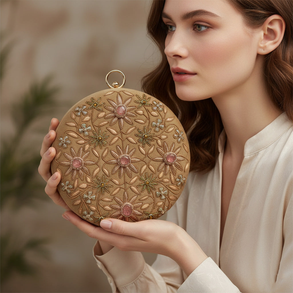 Regal Bloom Round Clutch