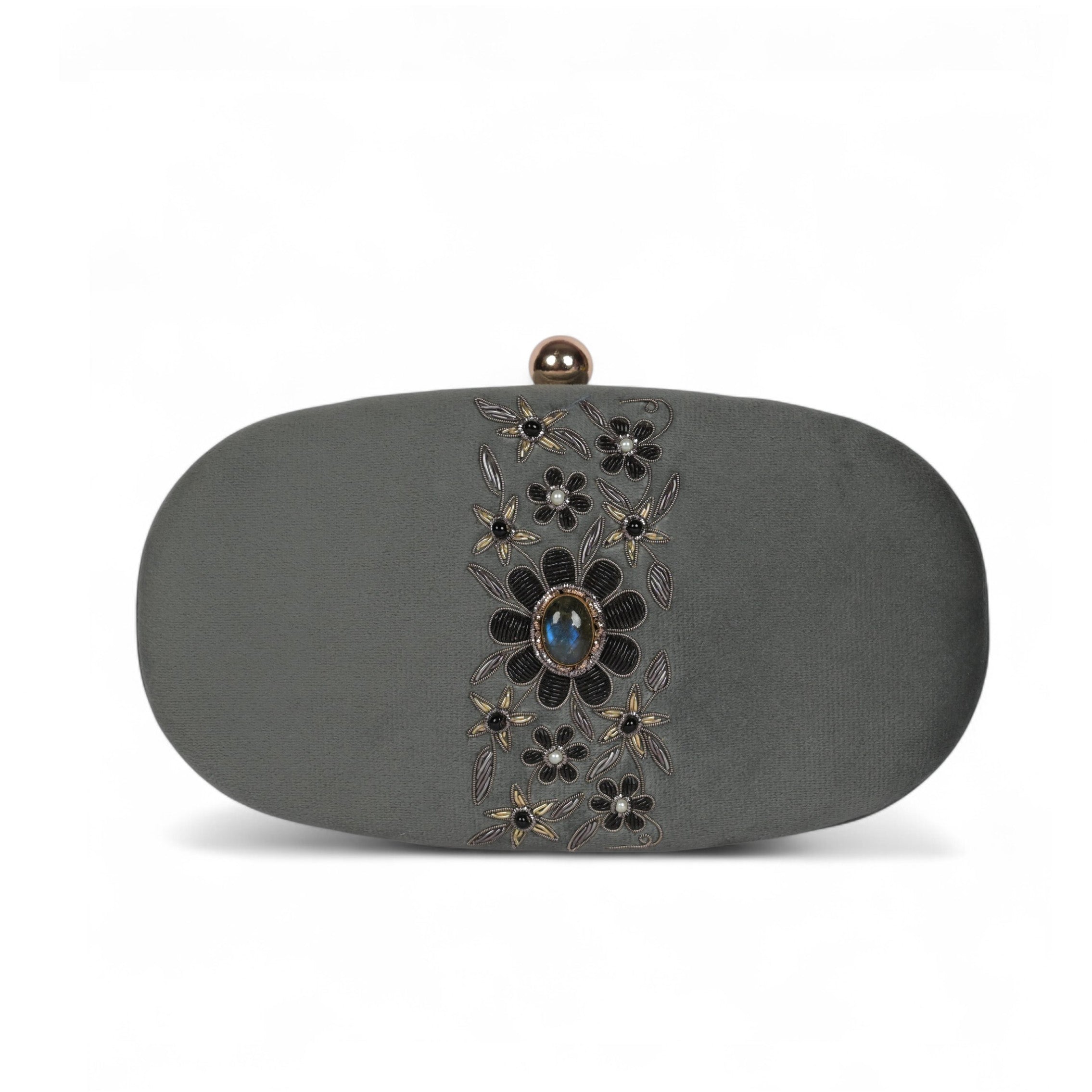 Petal Luxe Velvet Wrapped Oval Clutch