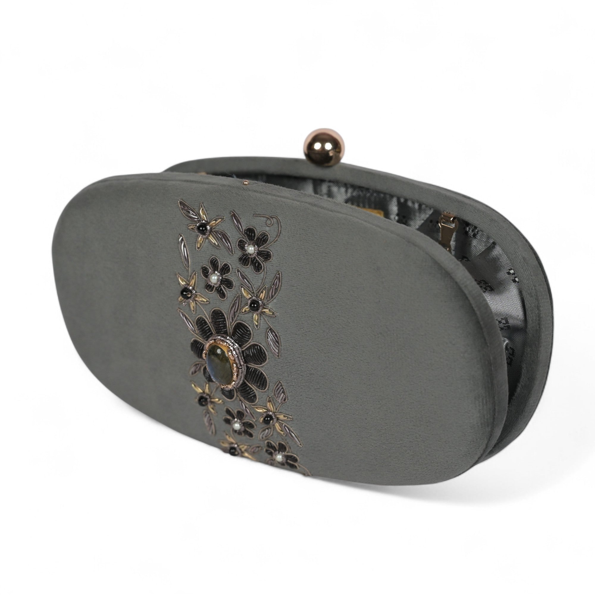Petal Luxe Velvet Wrapped Oval Clutch