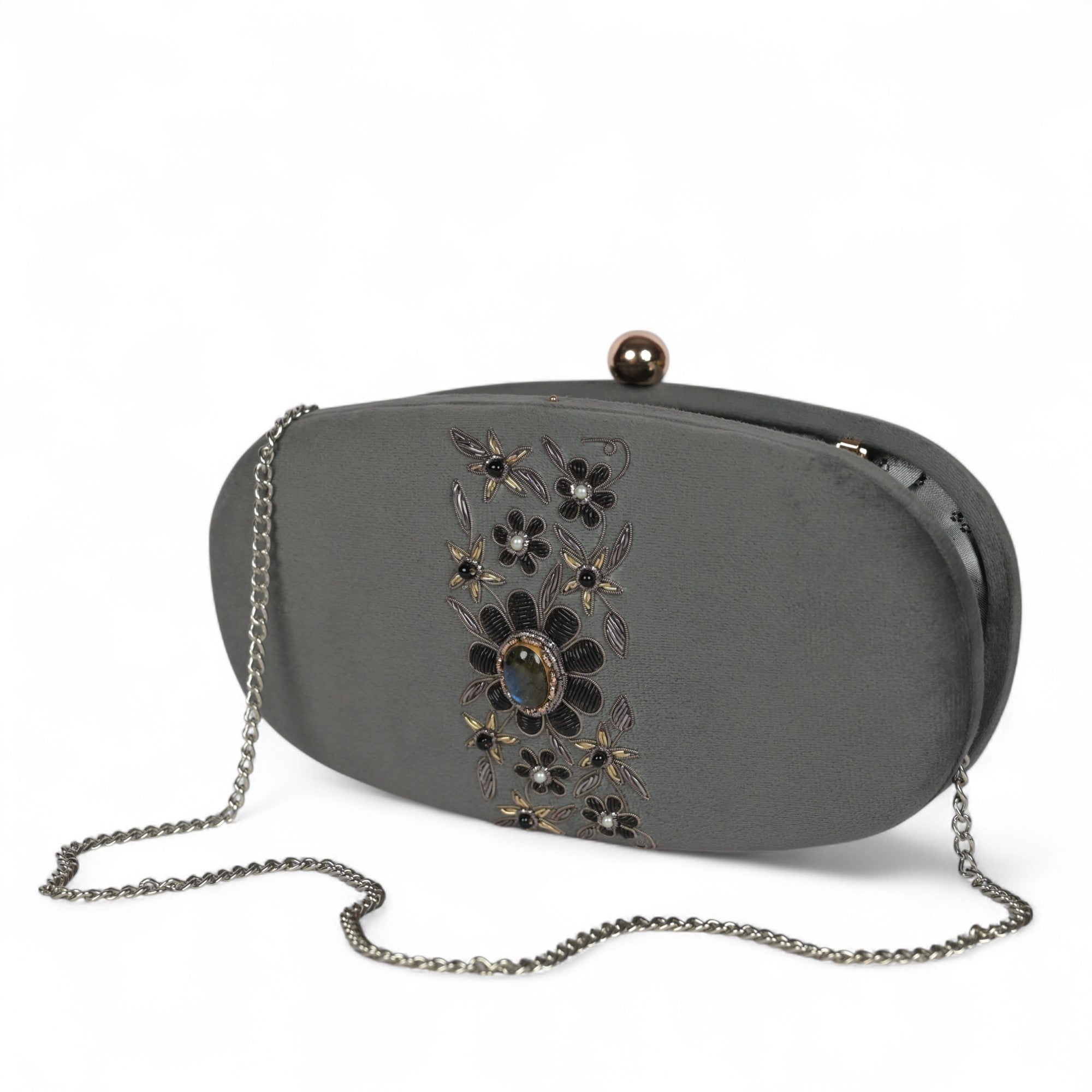 Petal Luxe Velvet Wrapped Oval Clutch
