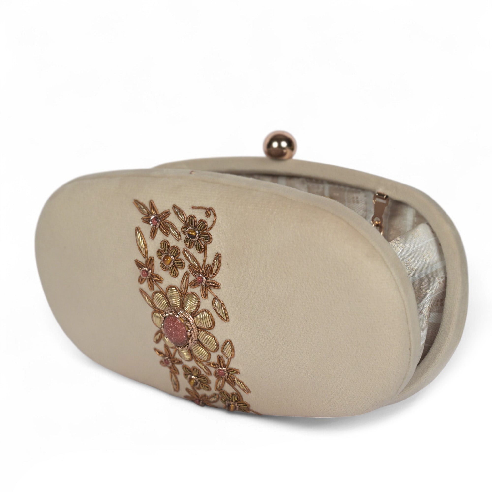 Petal Luxe Velvet Wrapped Oval Clutch