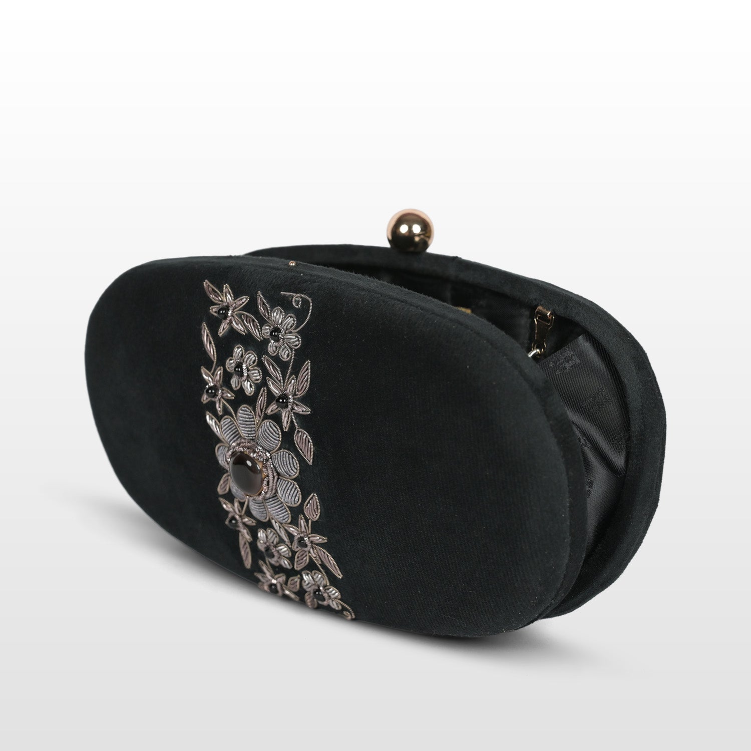 Petal Luxe Velvet Wrapped Oval Clutch