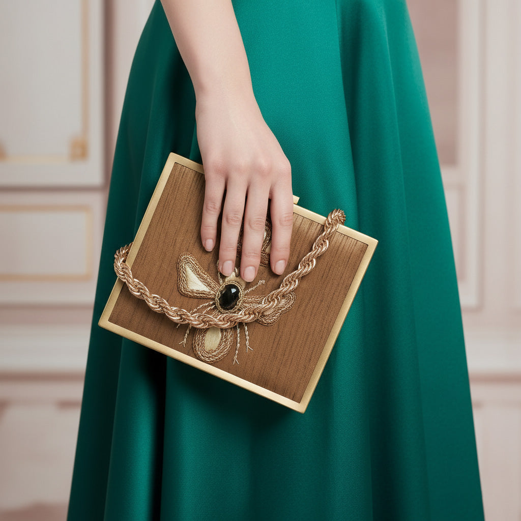 Woven Wings Ladybug Charm Box Clutch