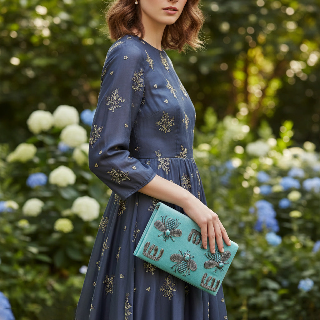 Imperial Velvet Zardozi Bug Bag