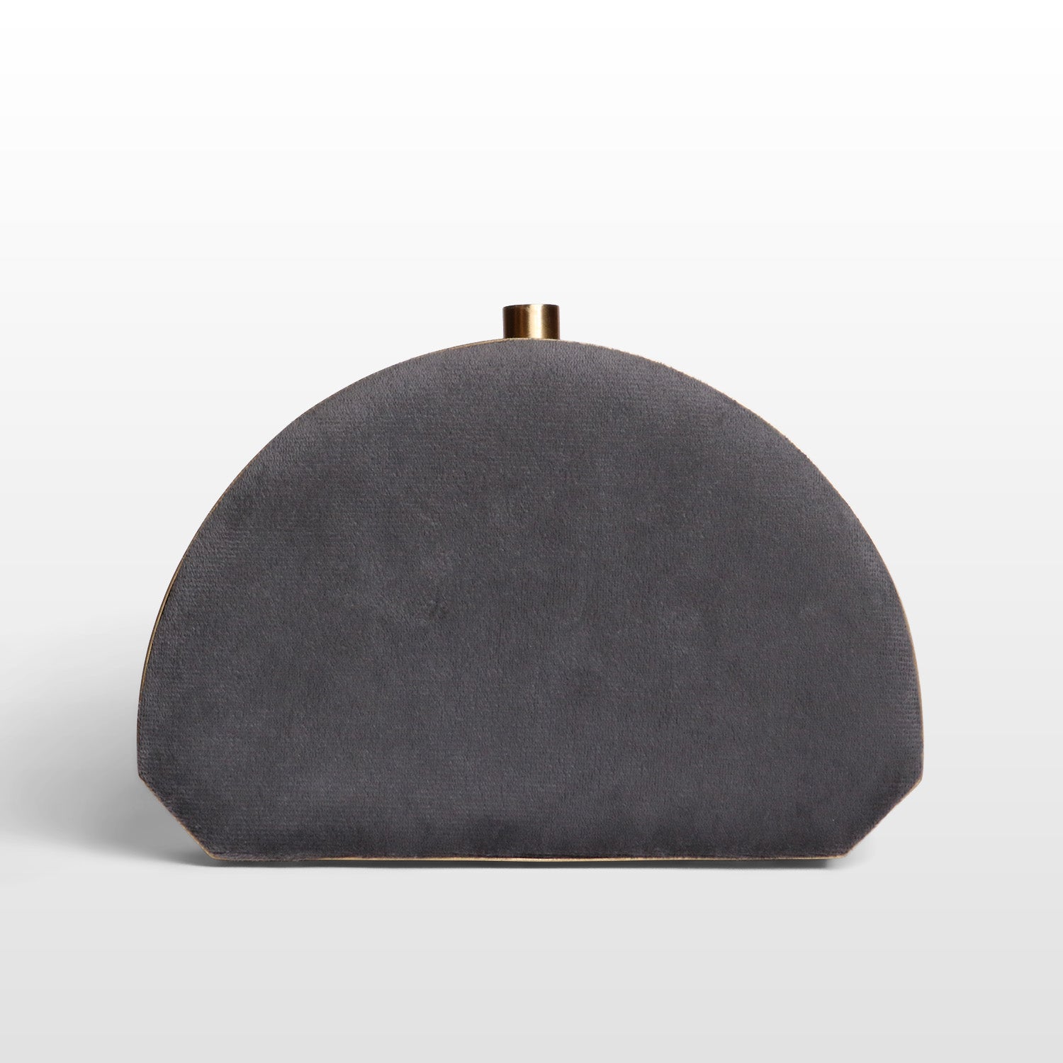 Luxury Brass-Framed Gemstone D-Shaped Velvet Clutch