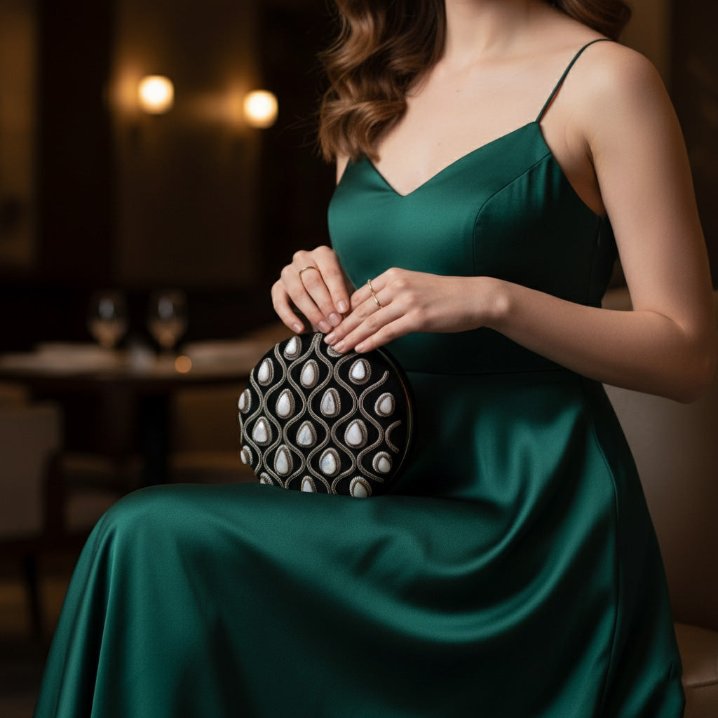 Aurelia Gemstone Round Clutch