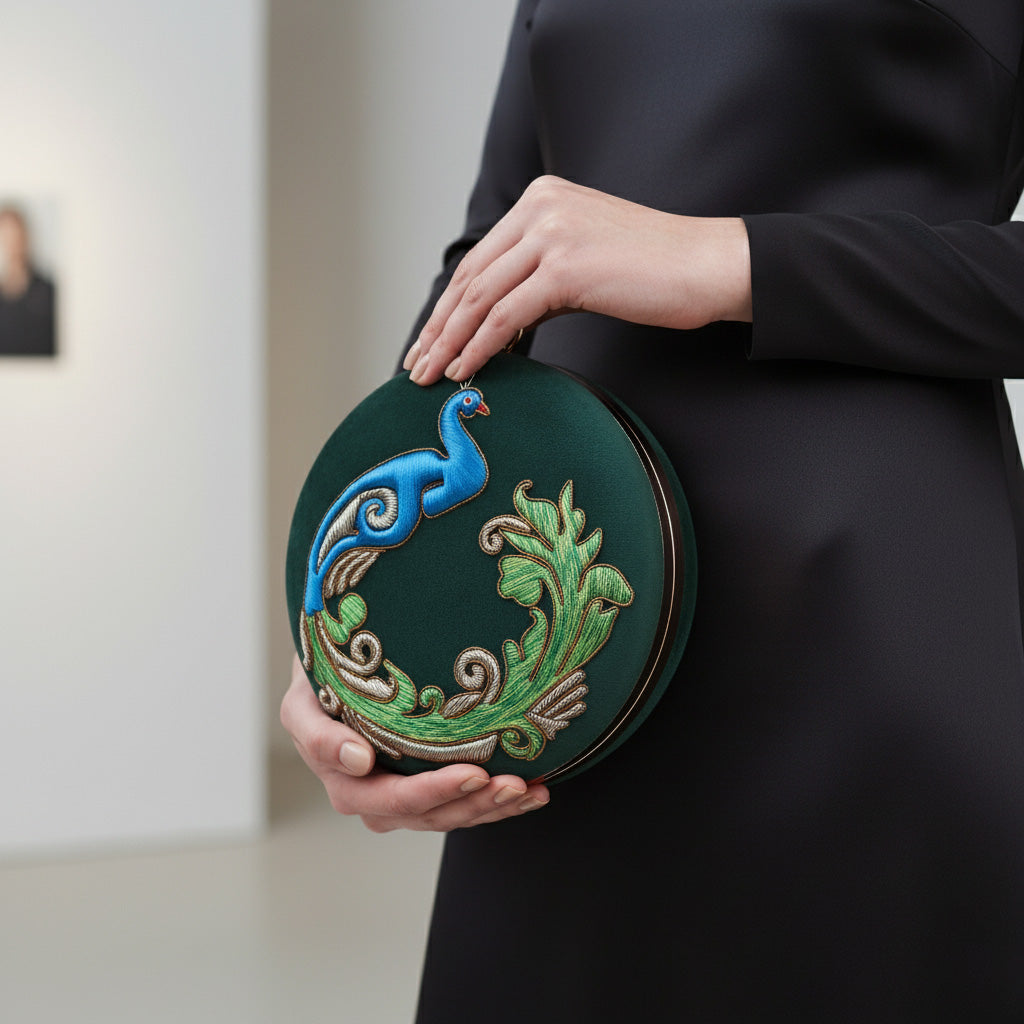 Neela Peacock Gemstone Clutch