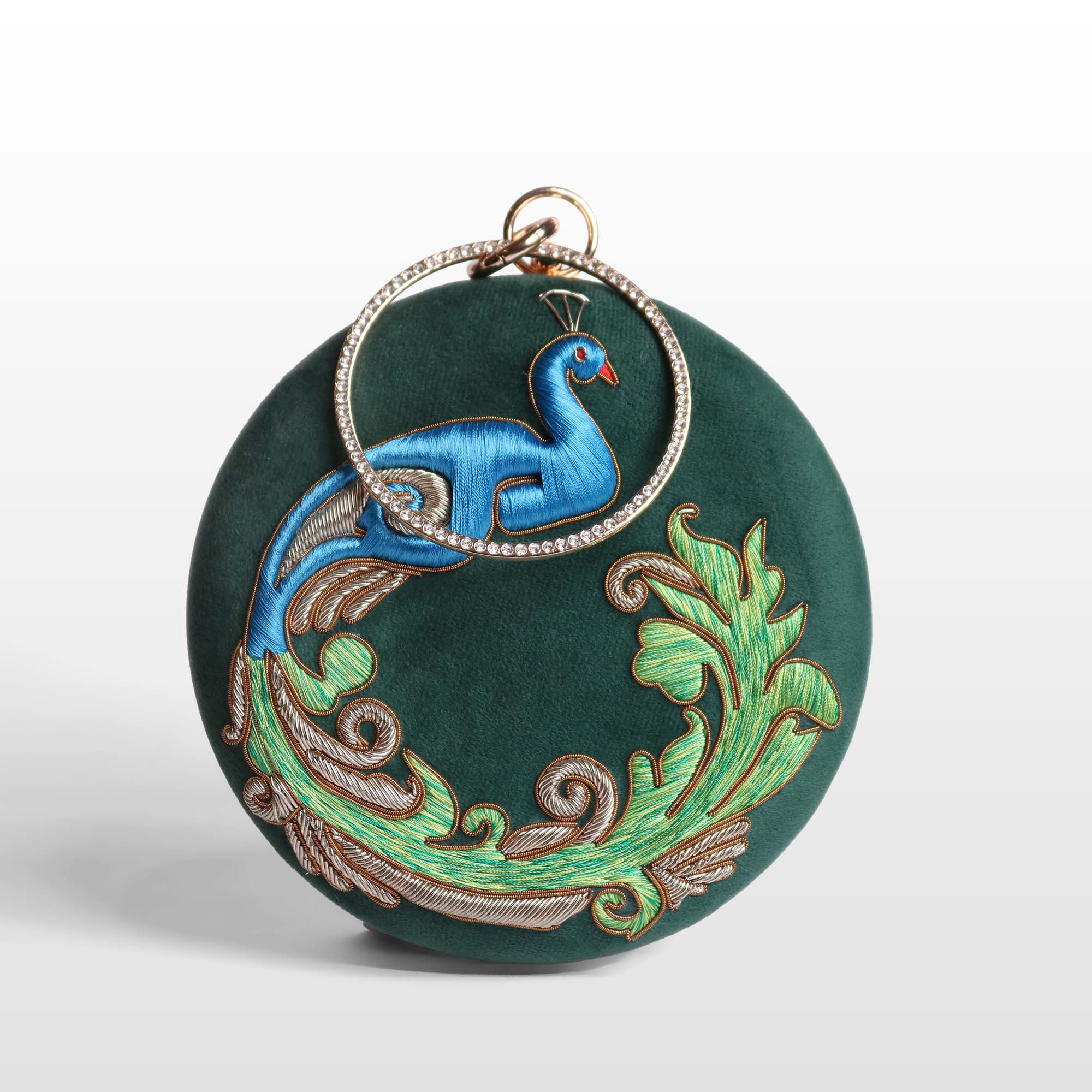 Neela Peacock Gemstone Clutch