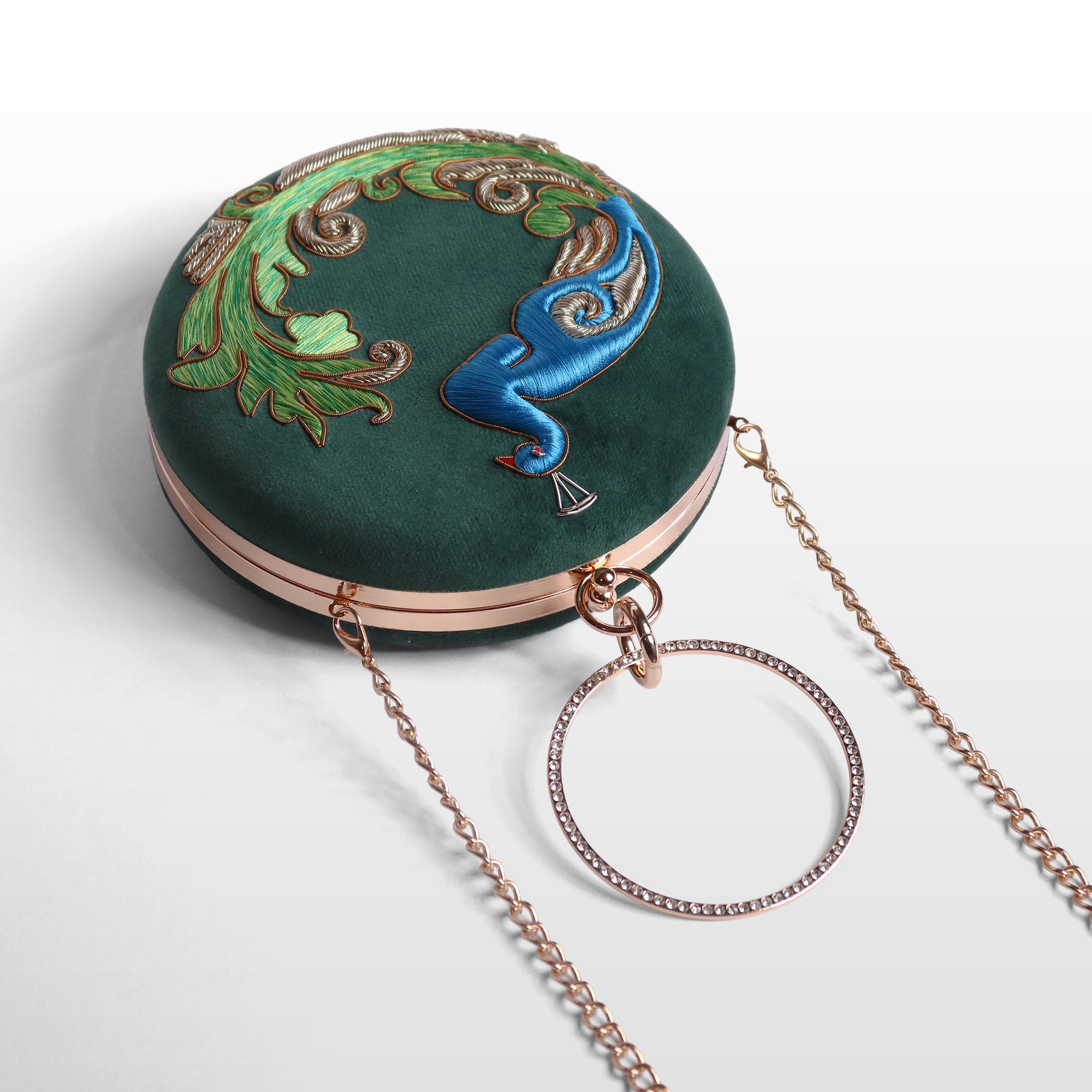 Neela Peacock Gemstone Clutch