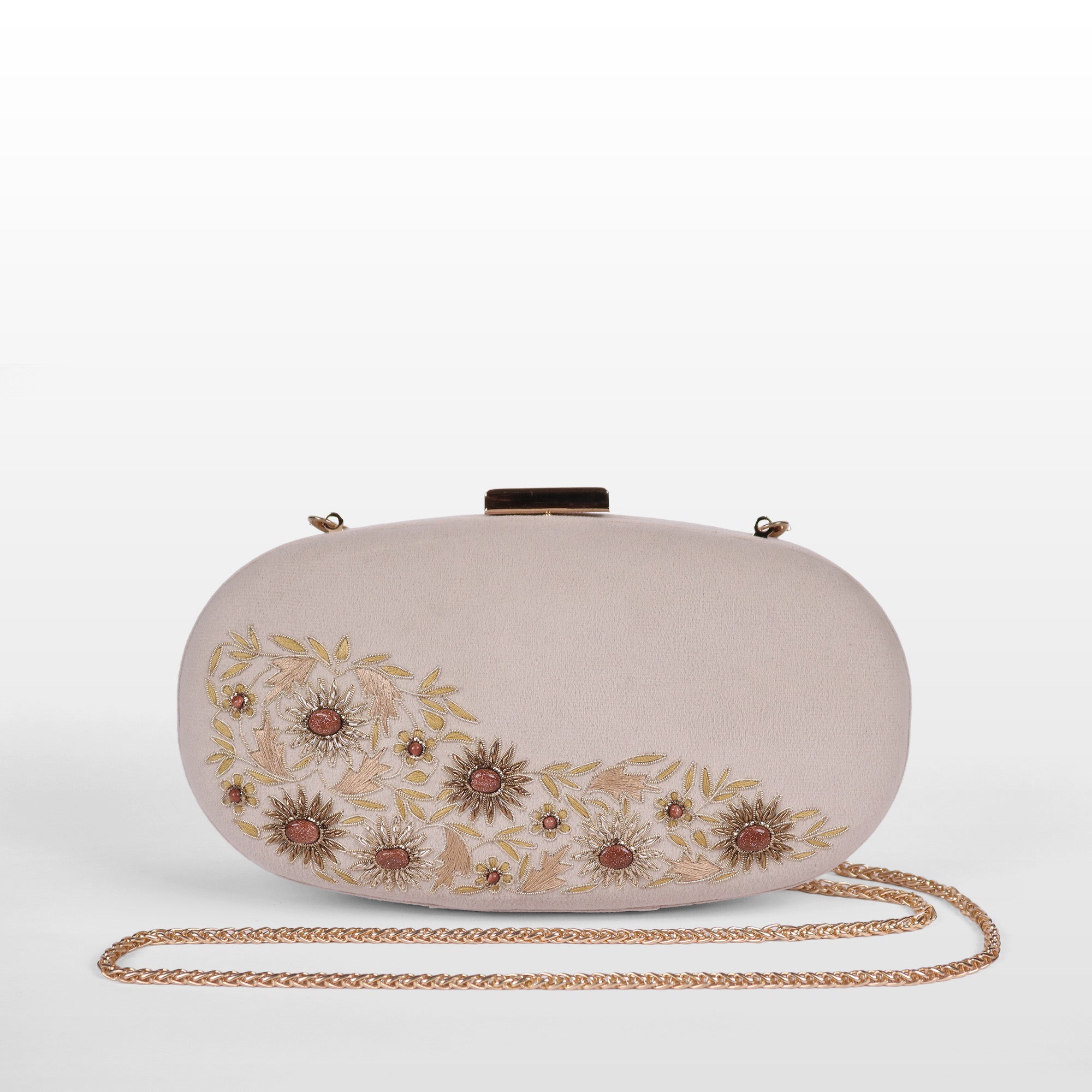 Velvet Rosette Oval Evening Bag