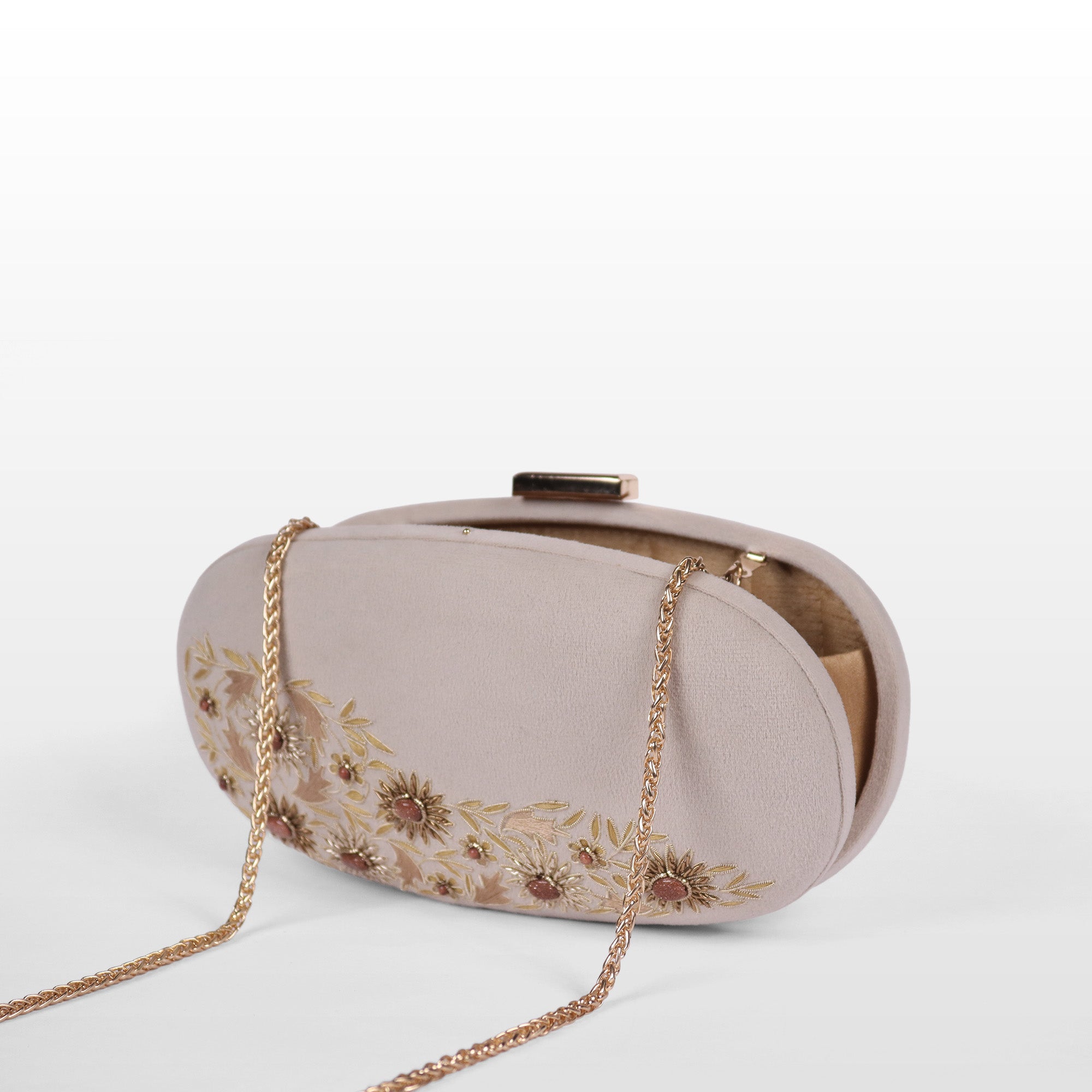 Velvet Rosette Oval Evening Bag