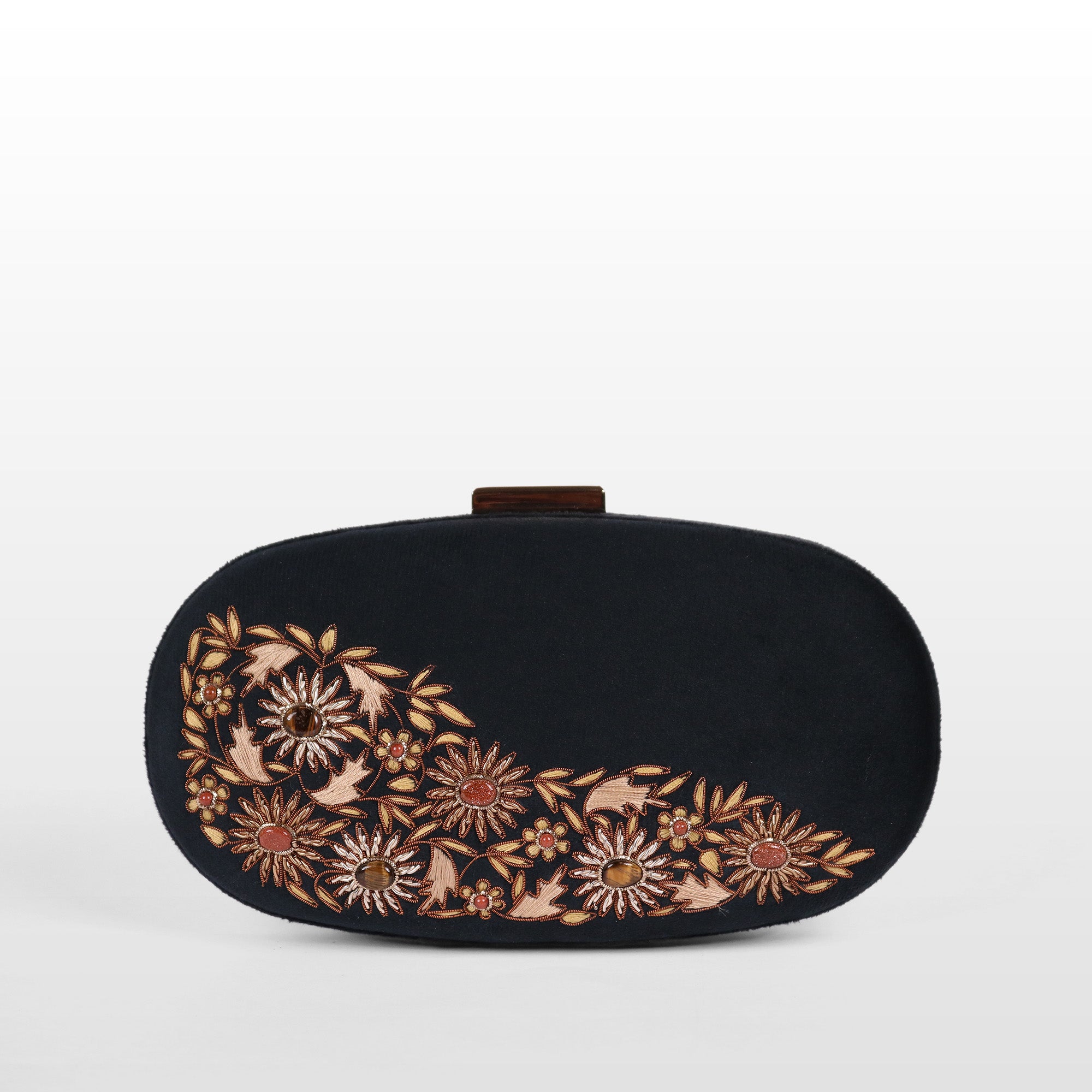 Velvet Rosette Oval Evening Bag