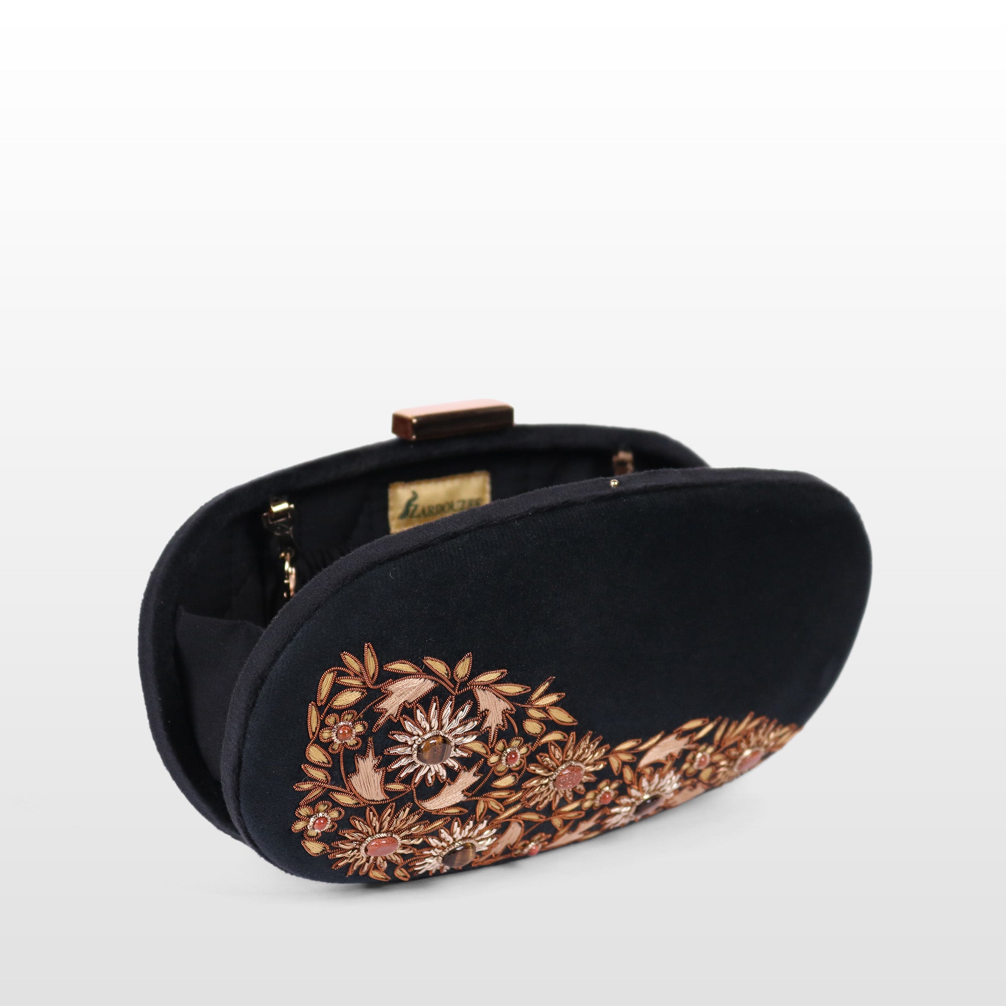 Velvet Rosette Oval Evening Bag