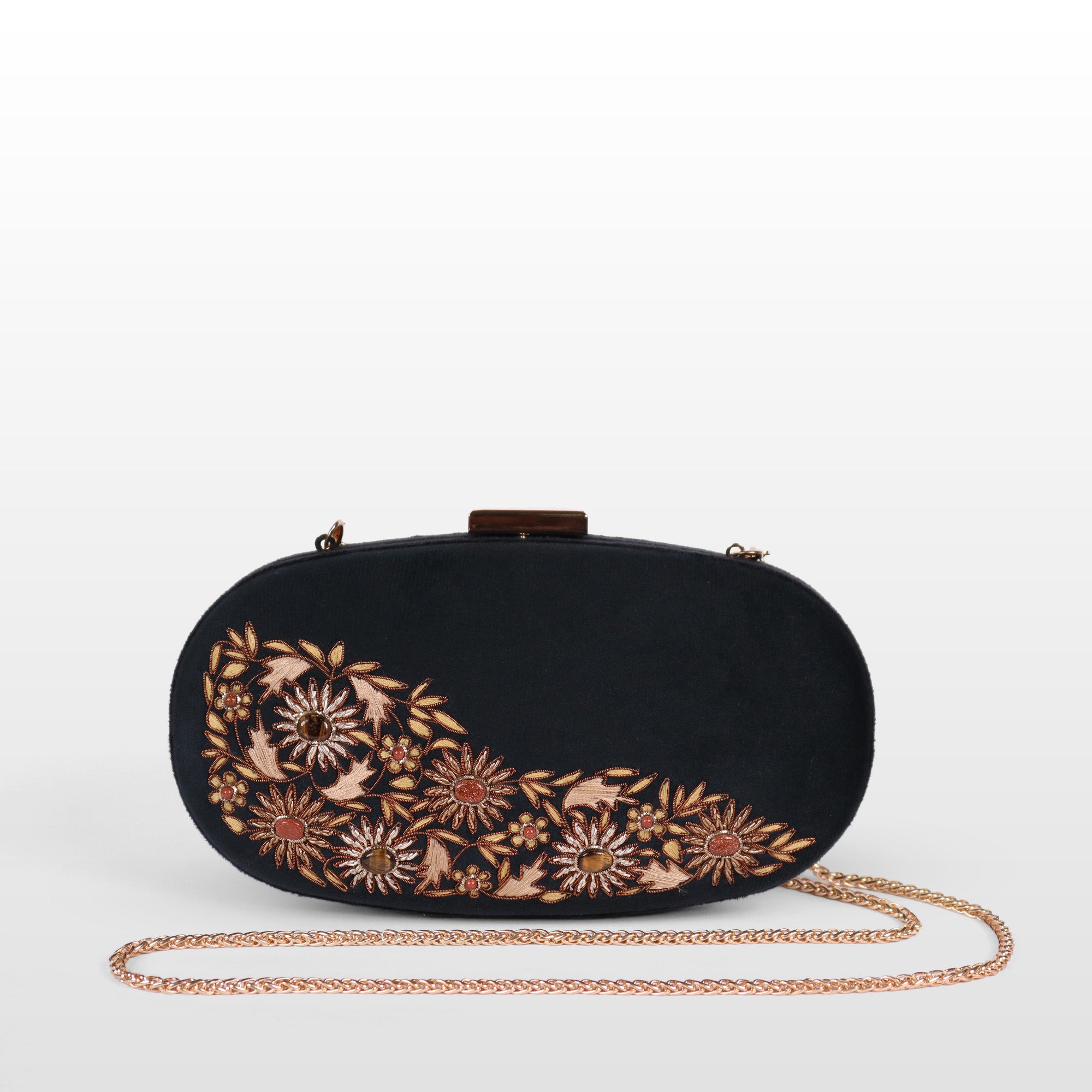 Velvet Rosette Oval Evening Bag