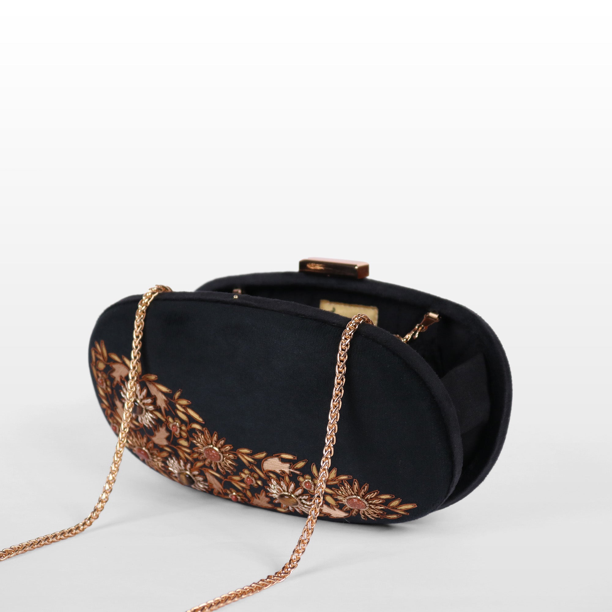 Velvet Rosette Oval Evening Bag