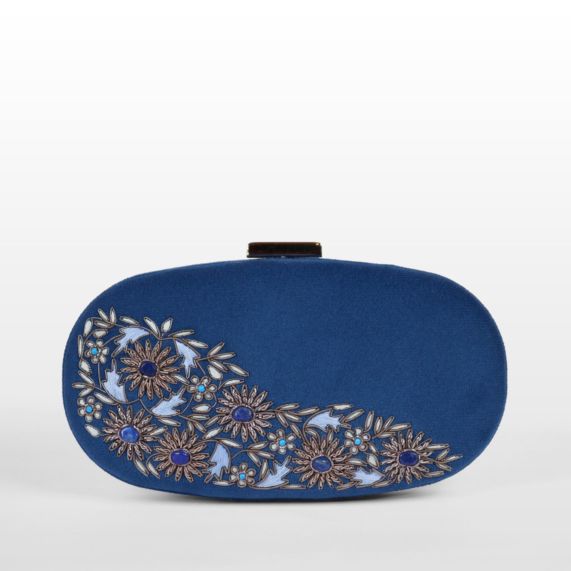 Velvet Rosette Oval Evening Bag