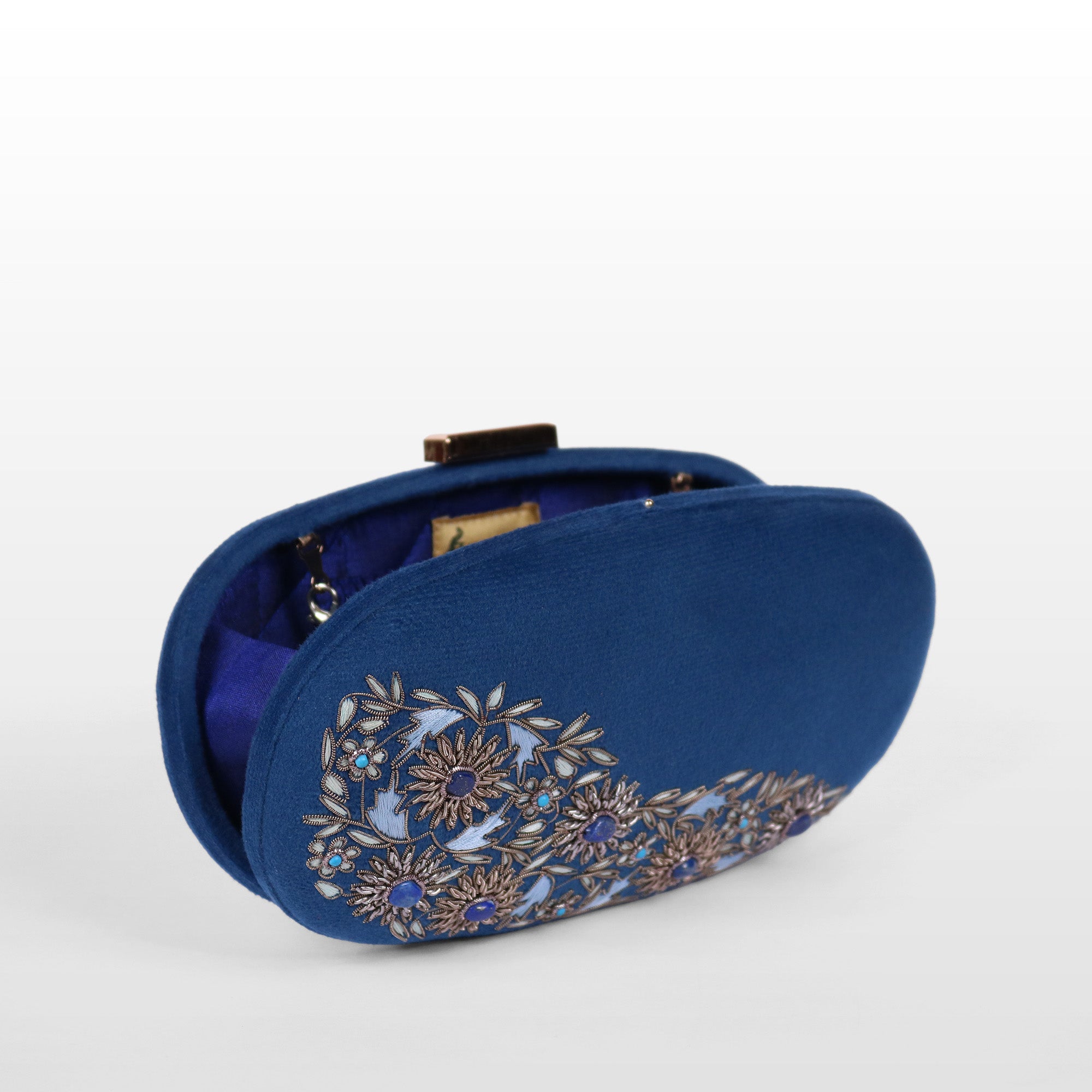 Velvet Rosette Oval Evening Bag