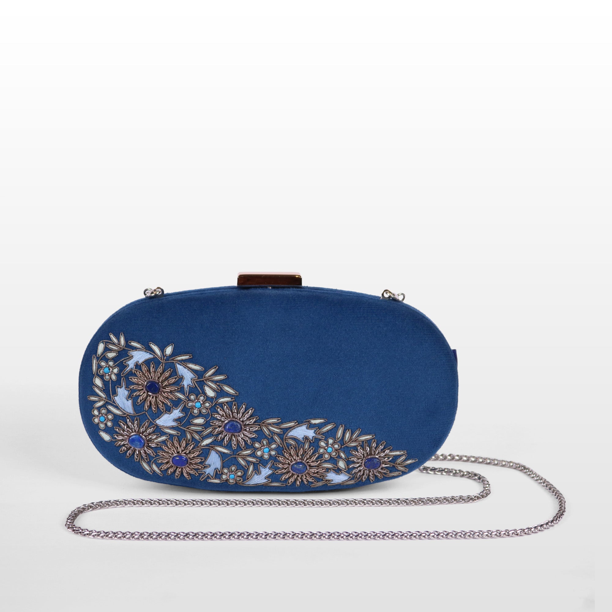 Velvet Rosette Oval Evening Bag