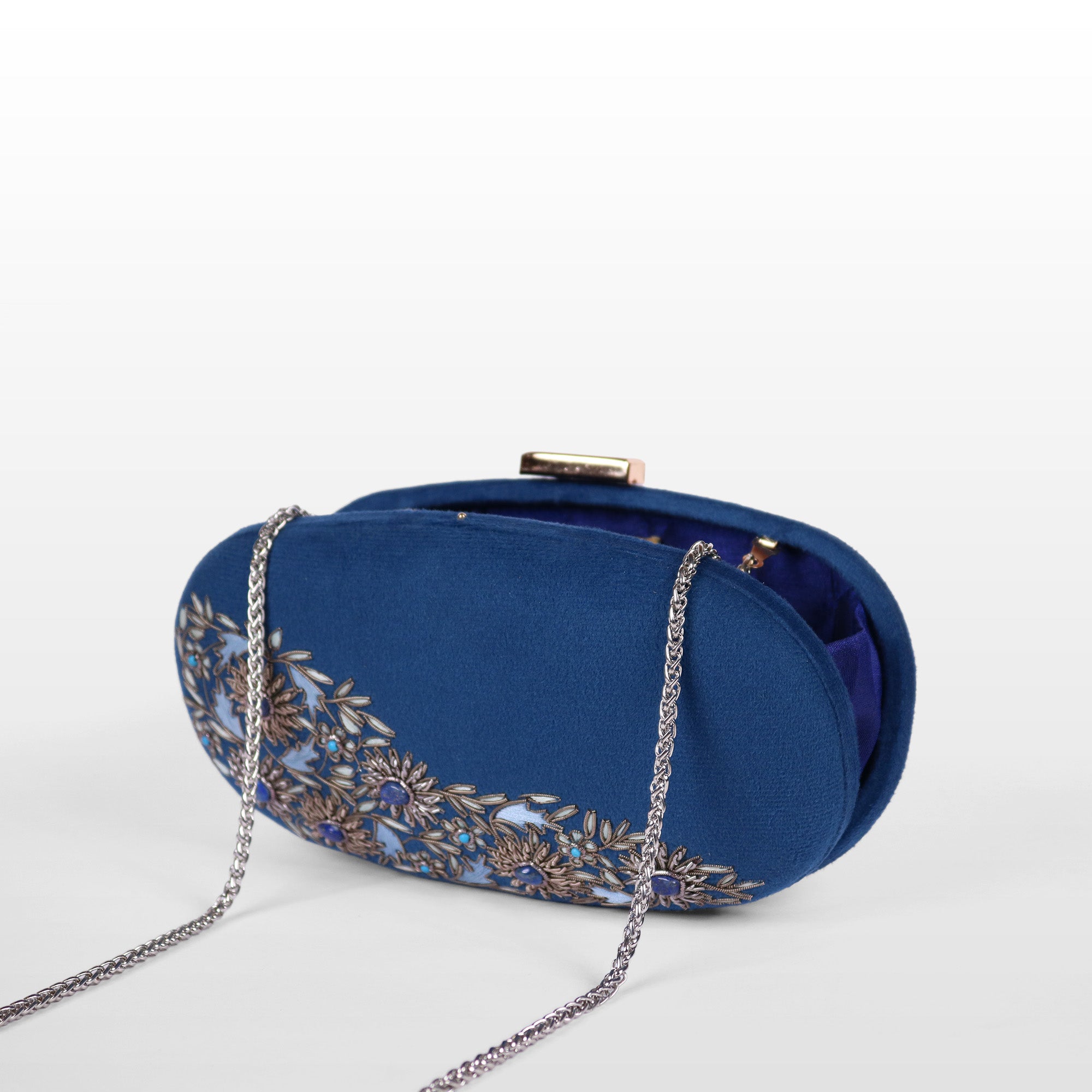 Velvet Rosette Oval Evening Bag