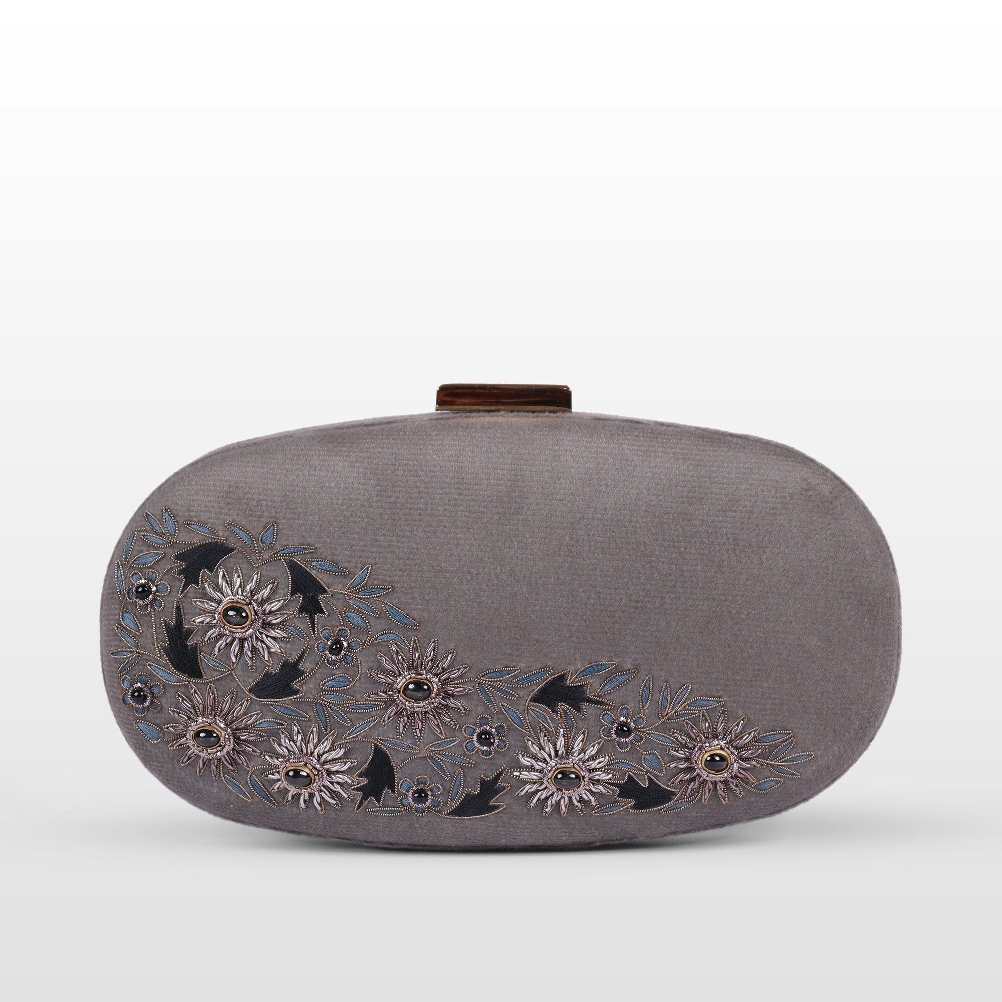 Velvet Rosette Oval Evening Bag