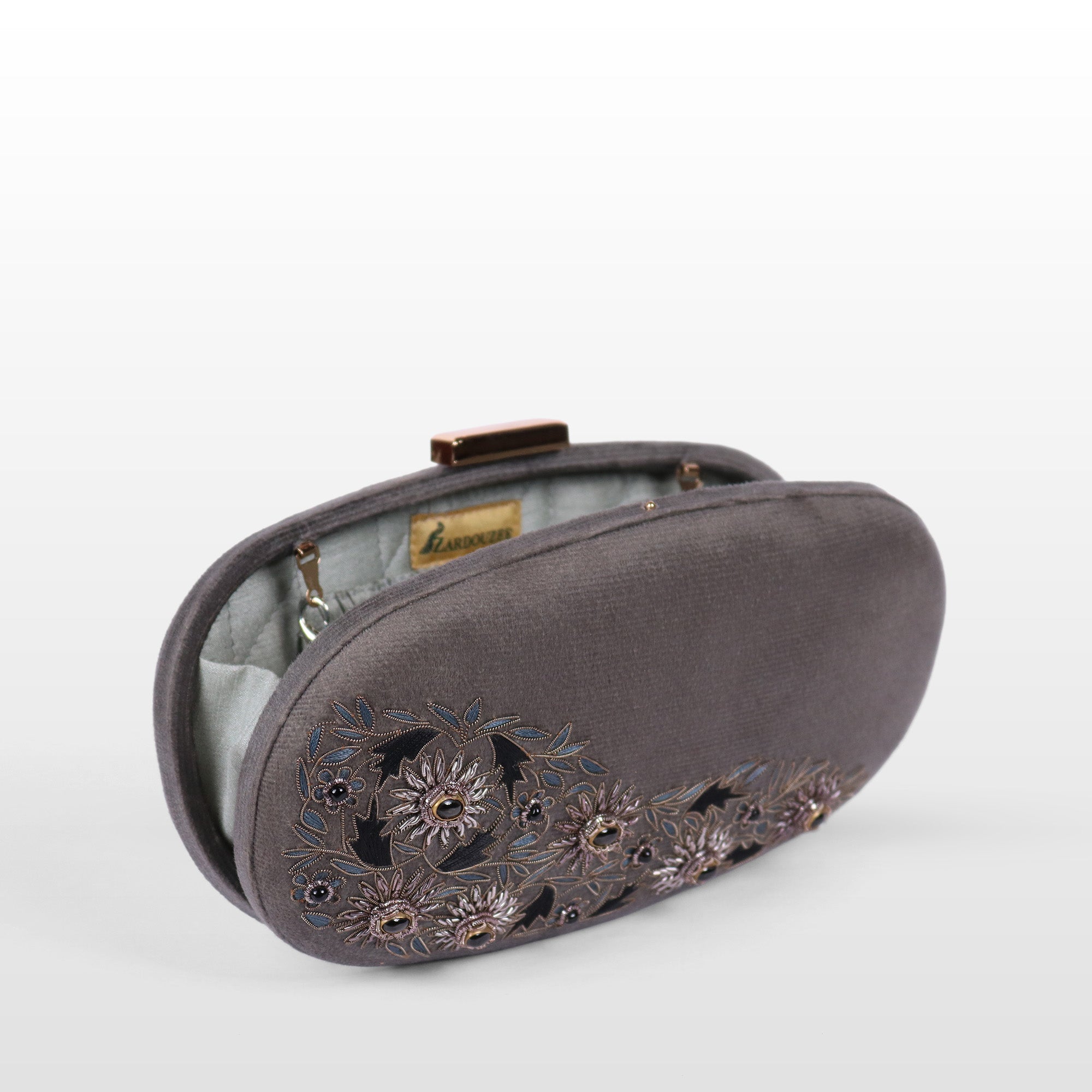 Velvet Rosette Oval Evening Bag