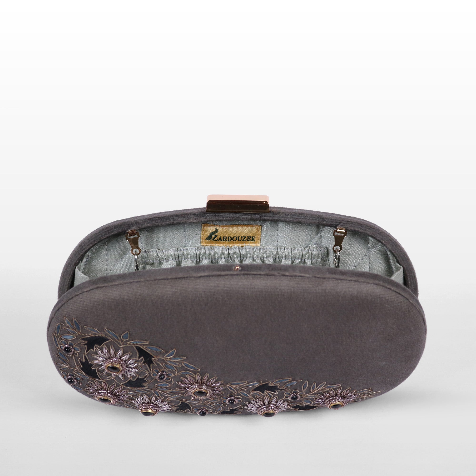 Velvet Rosette Oval Evening Bag