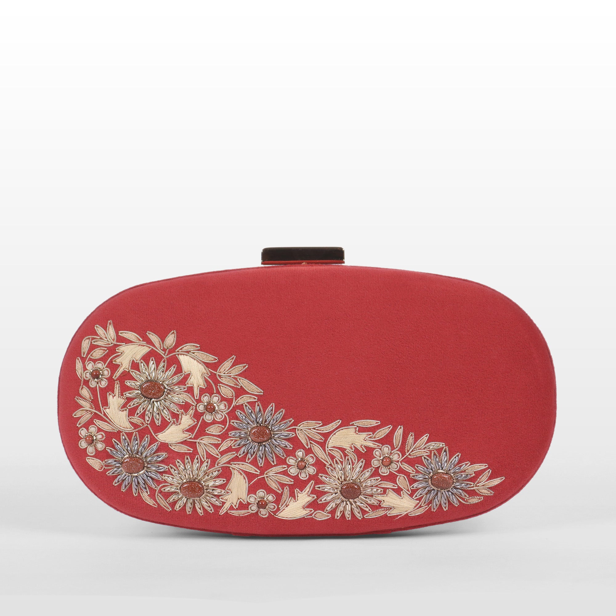 Velvet Rosette Oval Evening Bag