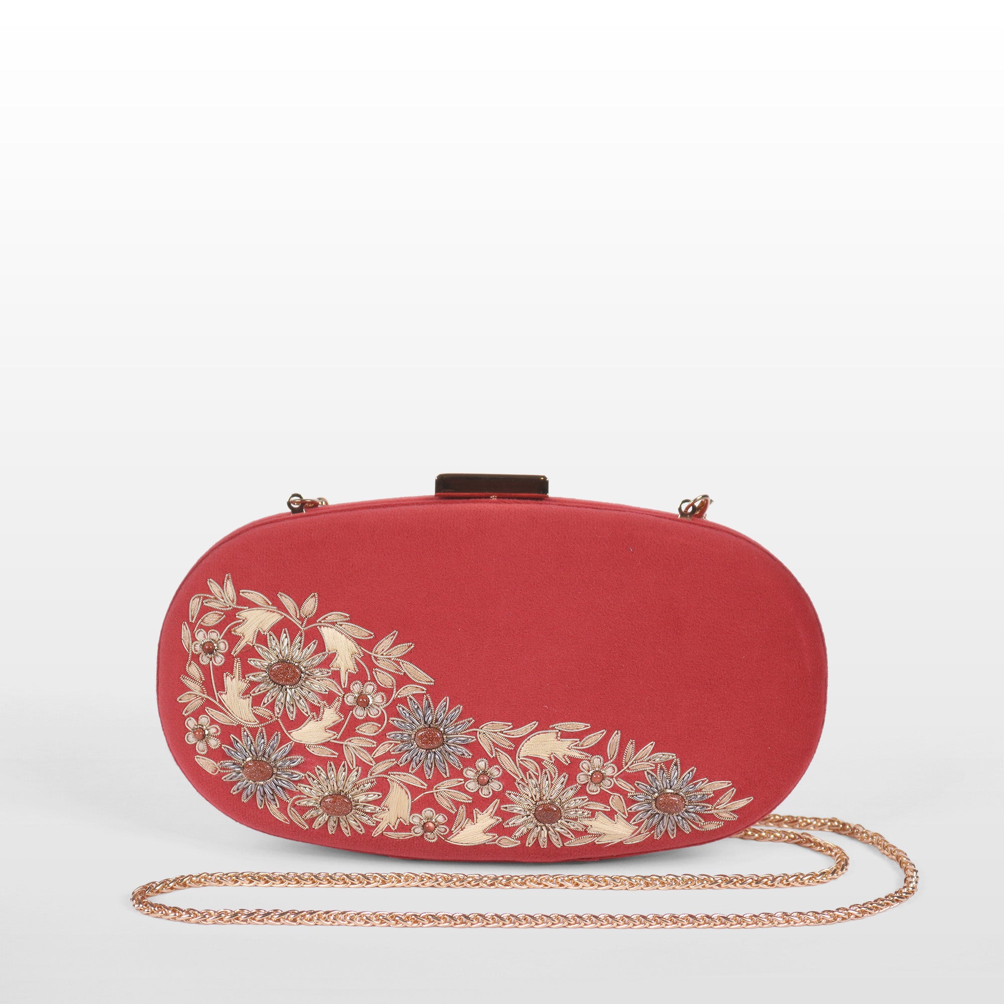 Velvet Rosette Oval Evening Bag