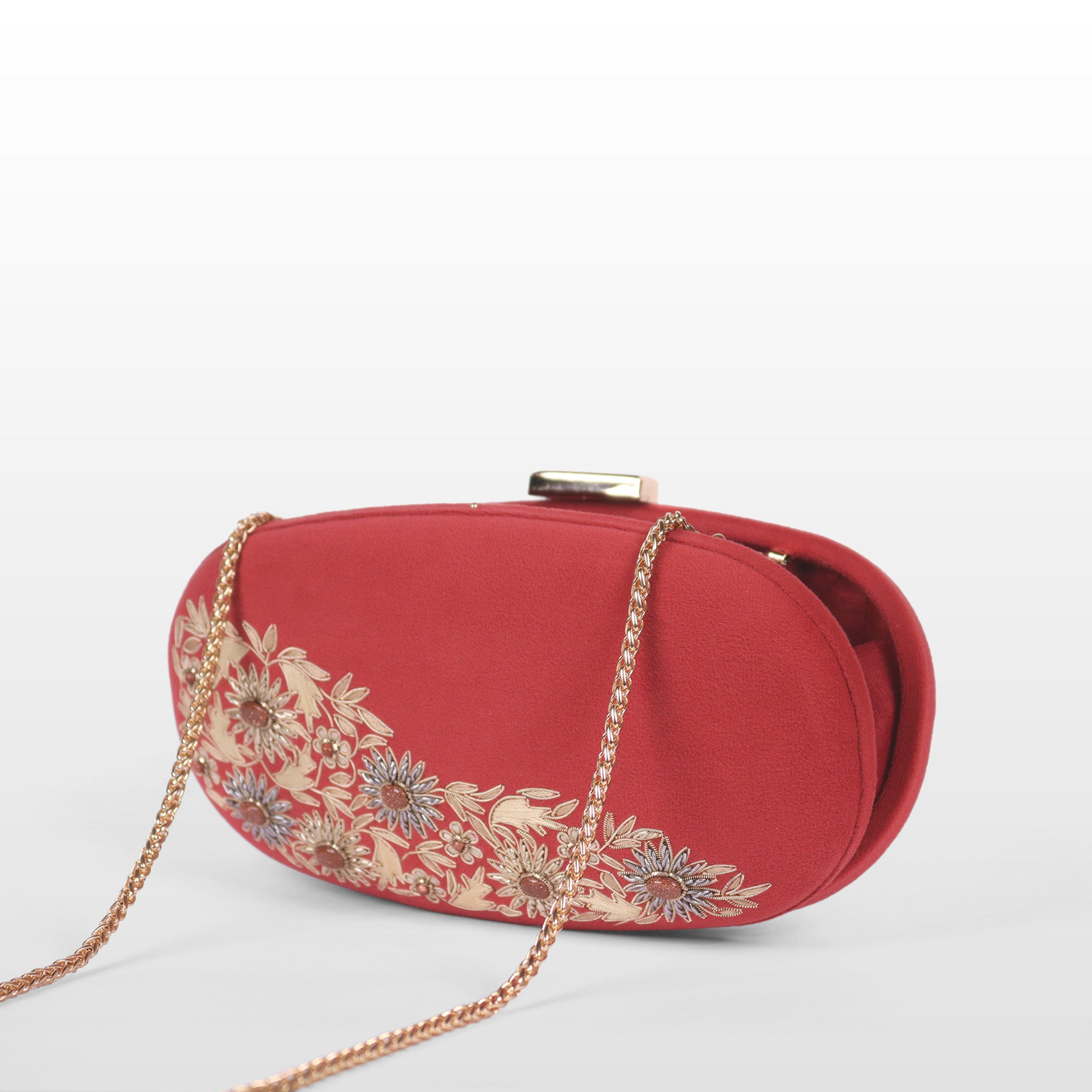 Velvet Rosette Oval Evening Bag
