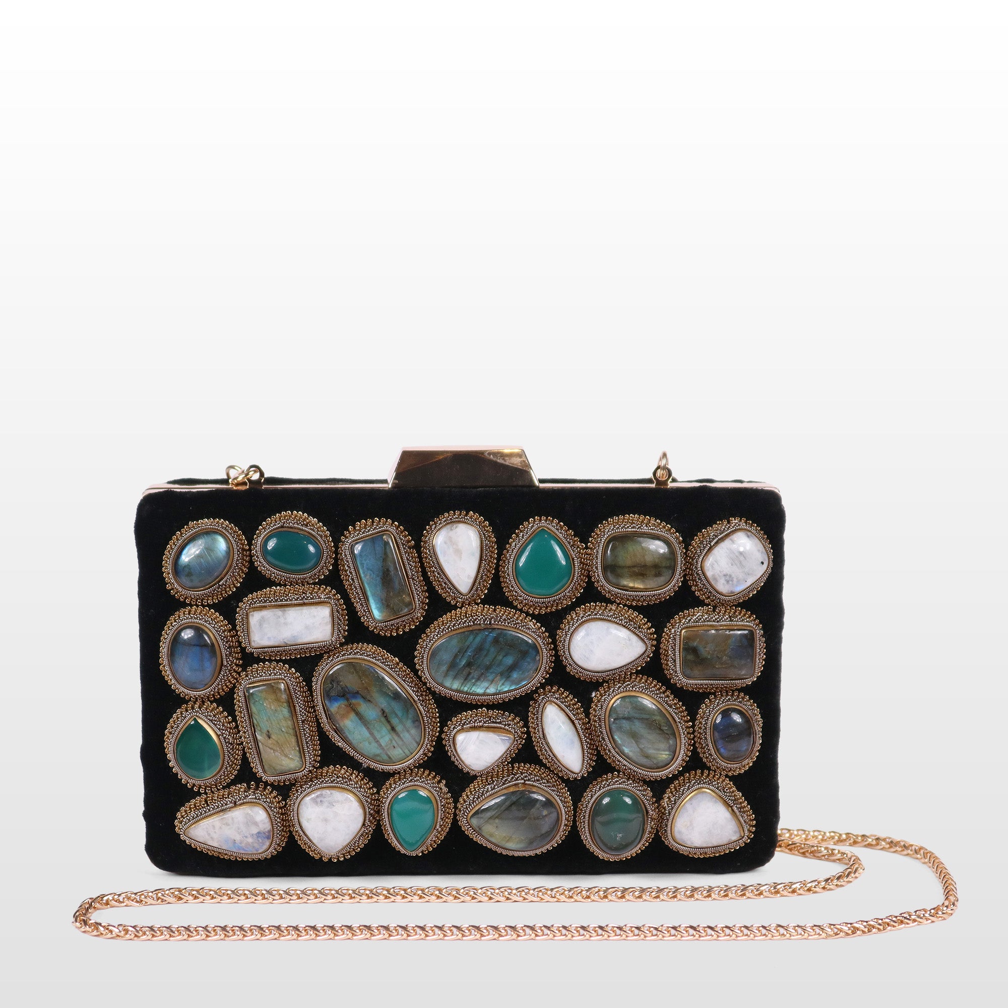 Crown stone Velvet Evening Bag