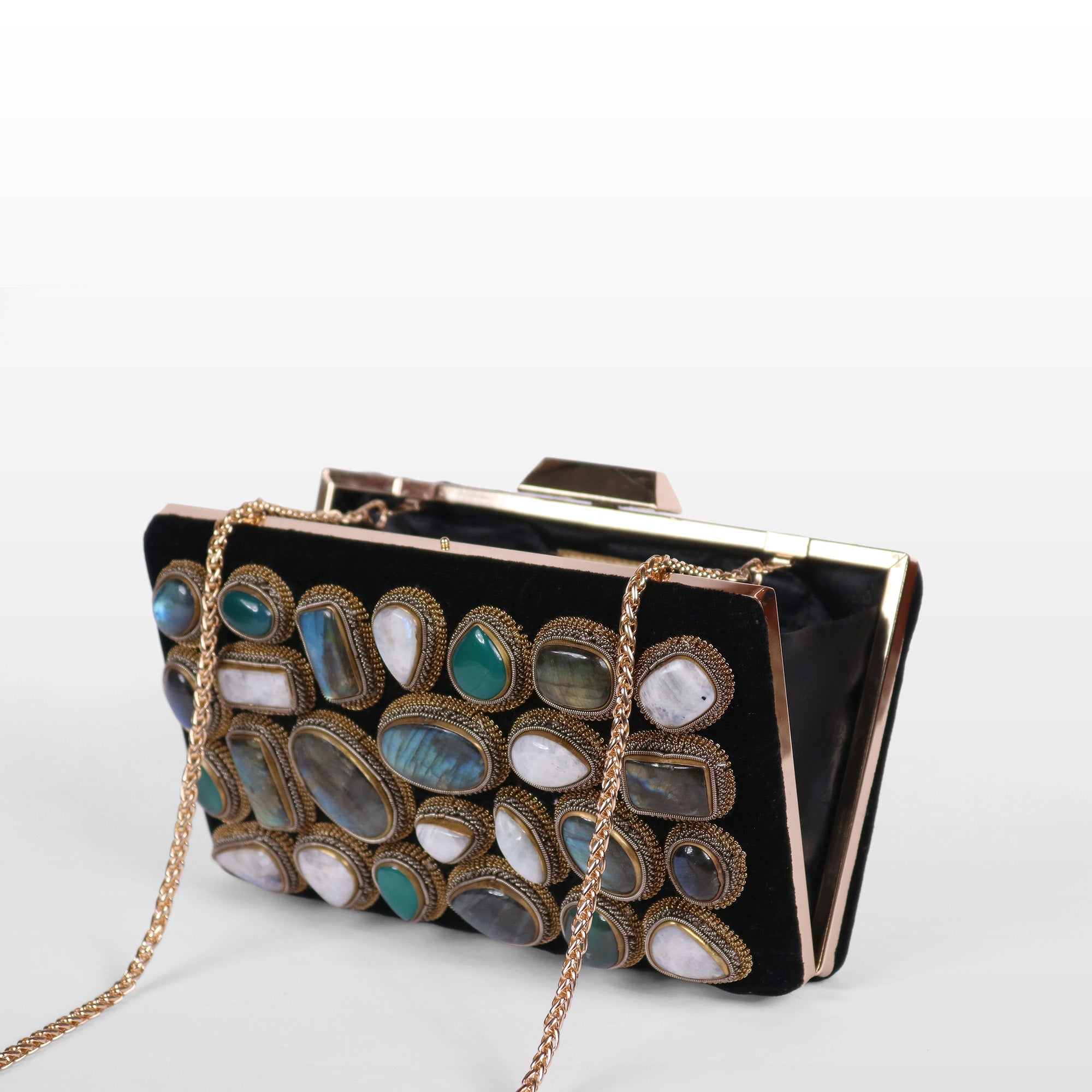 Crown stone Velvet Evening Bag