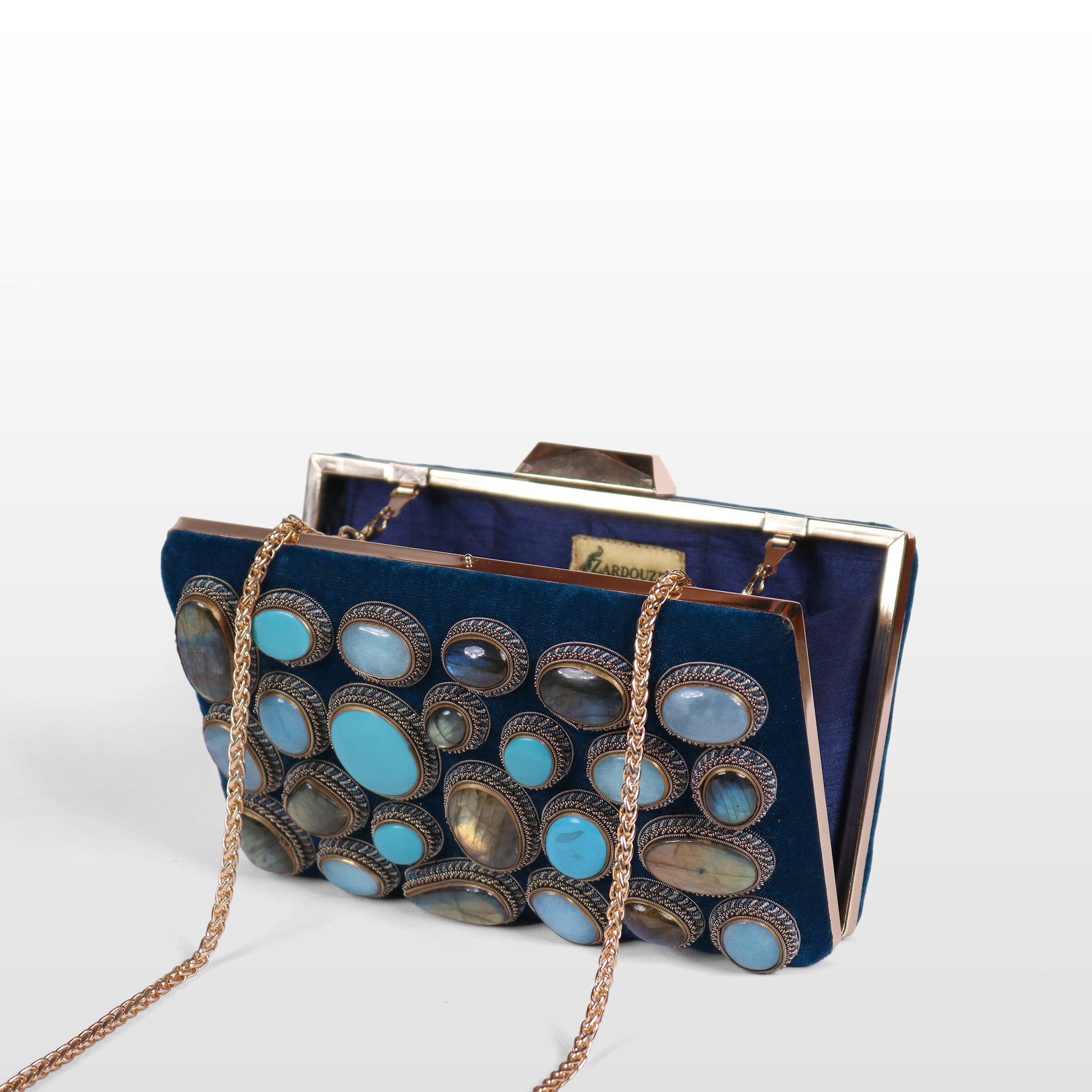 Crown stone Velvet Evening Bag