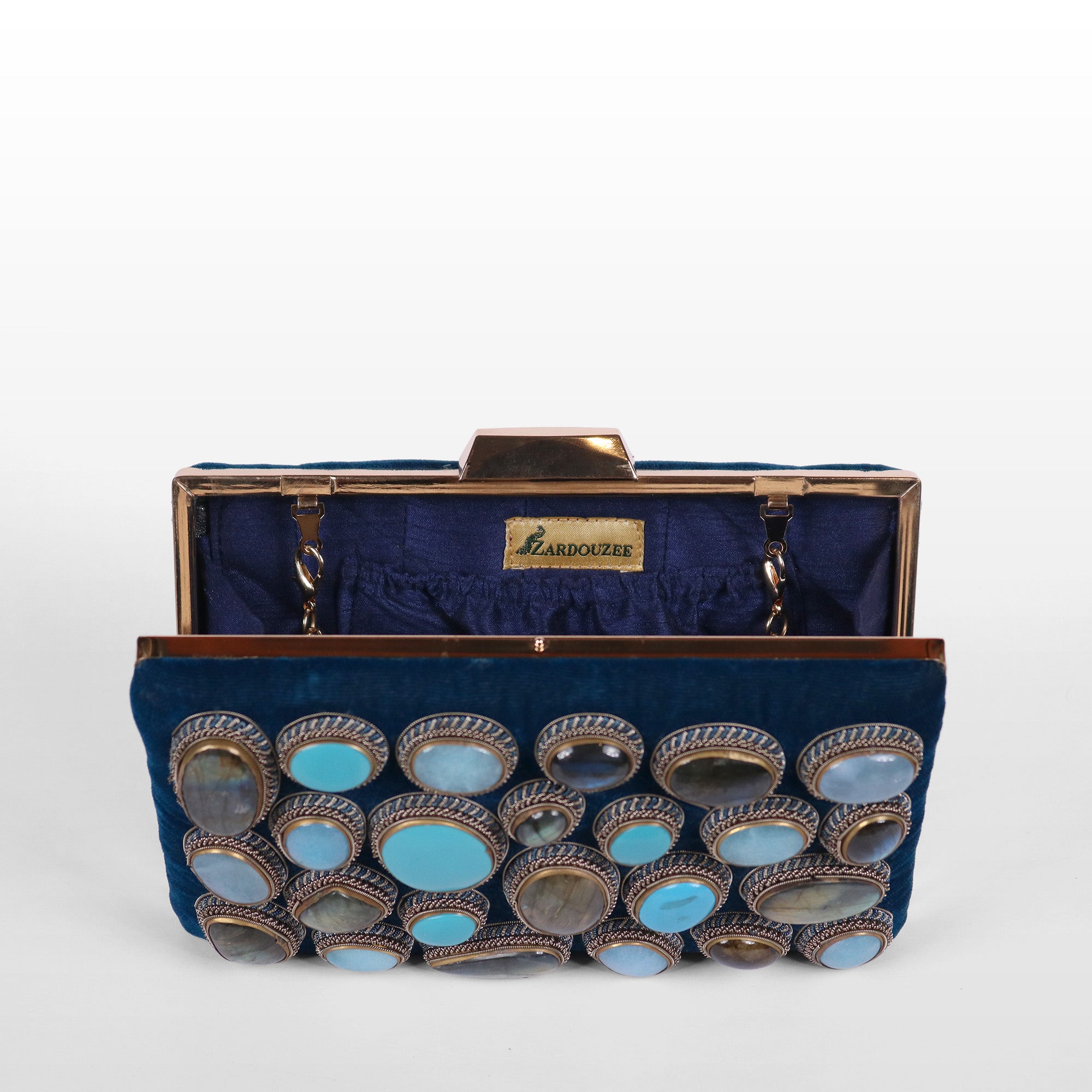 Crown stone Velvet Evening Bag