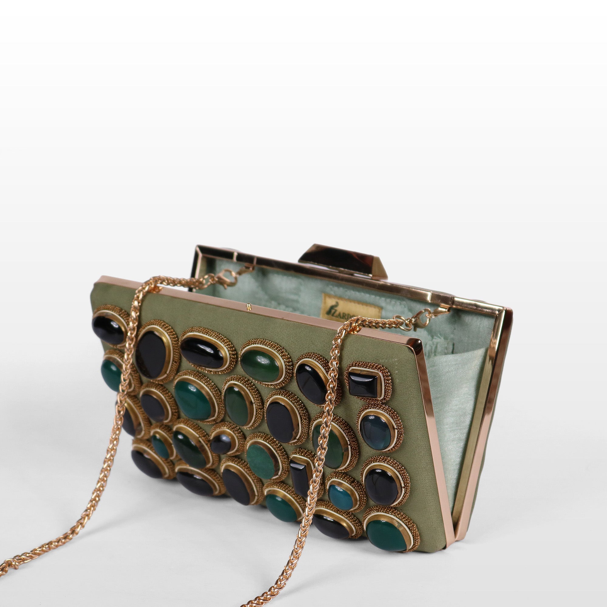 Crown stone Velvet Evening Bag