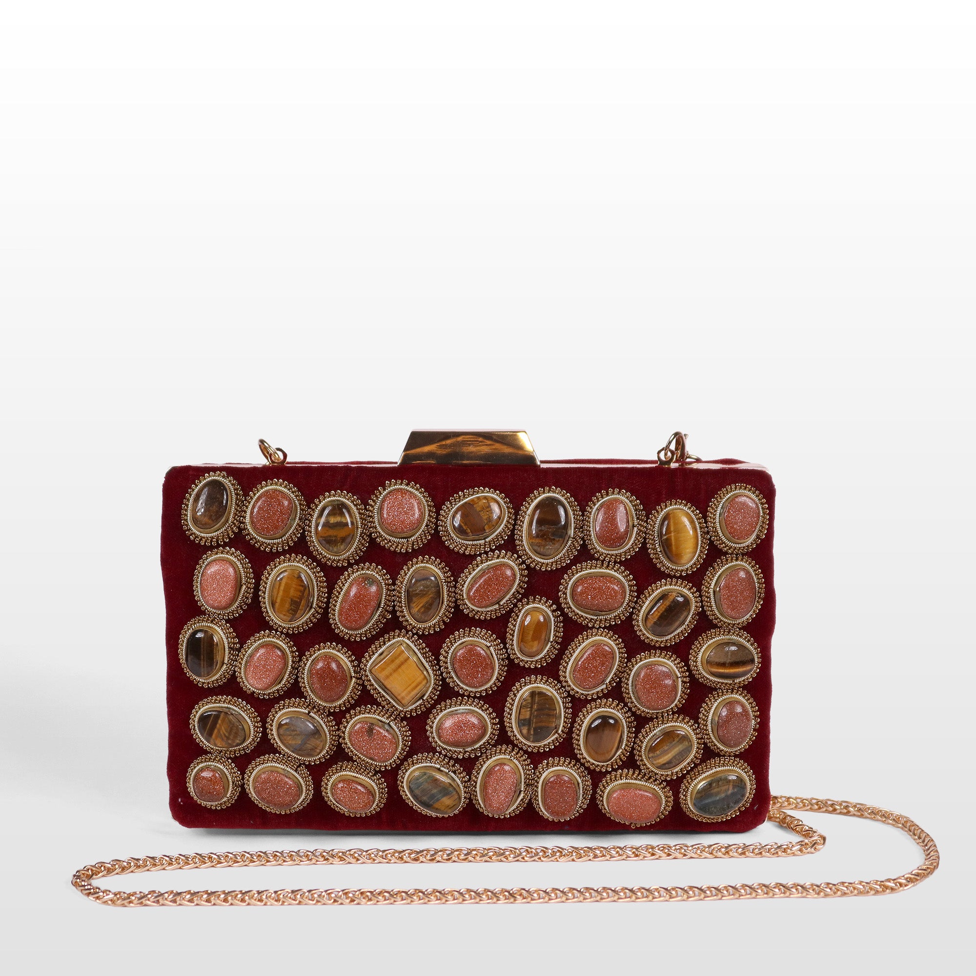 Crown stone Velvet Evening Bag