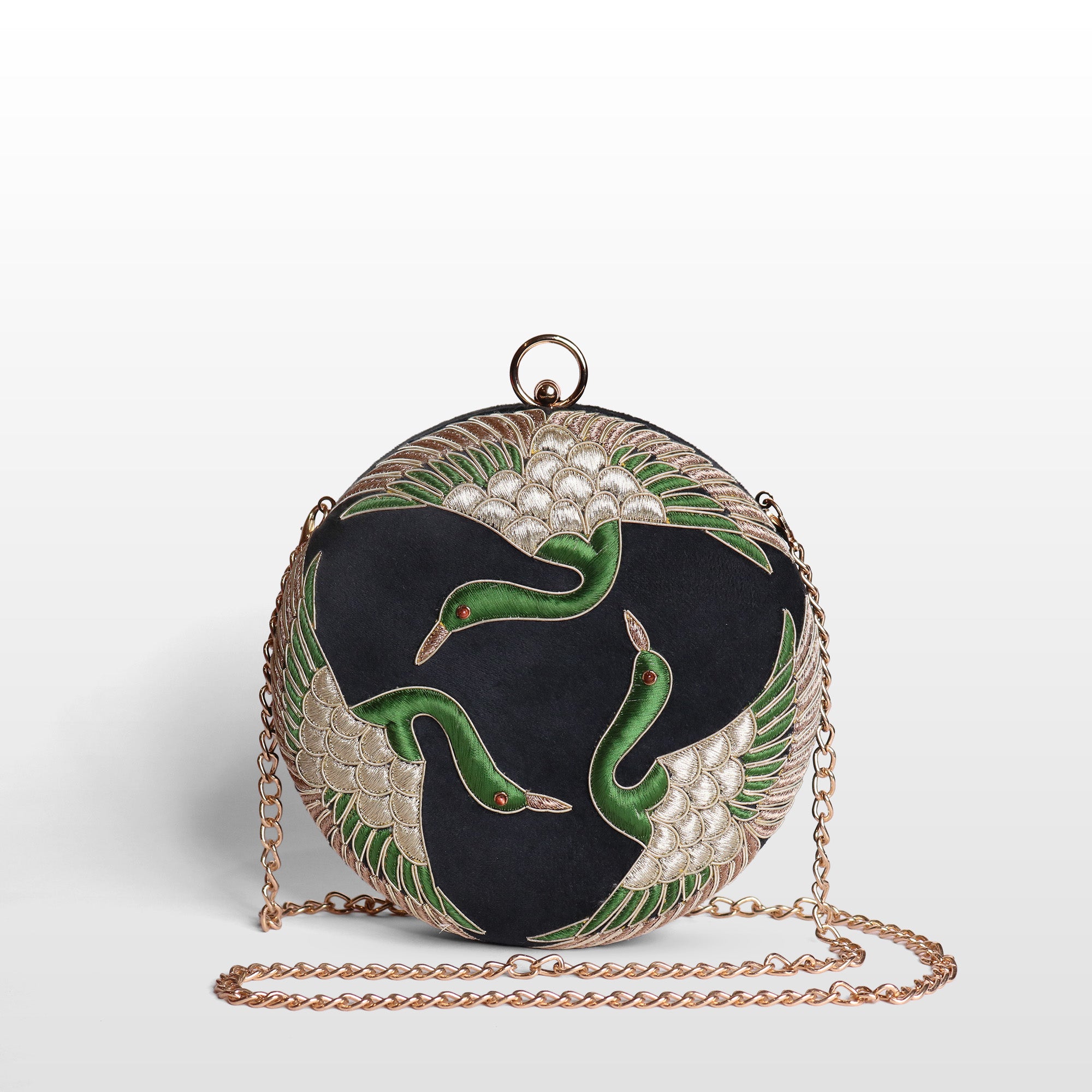 Trio Swan Heirloom Round Clutch